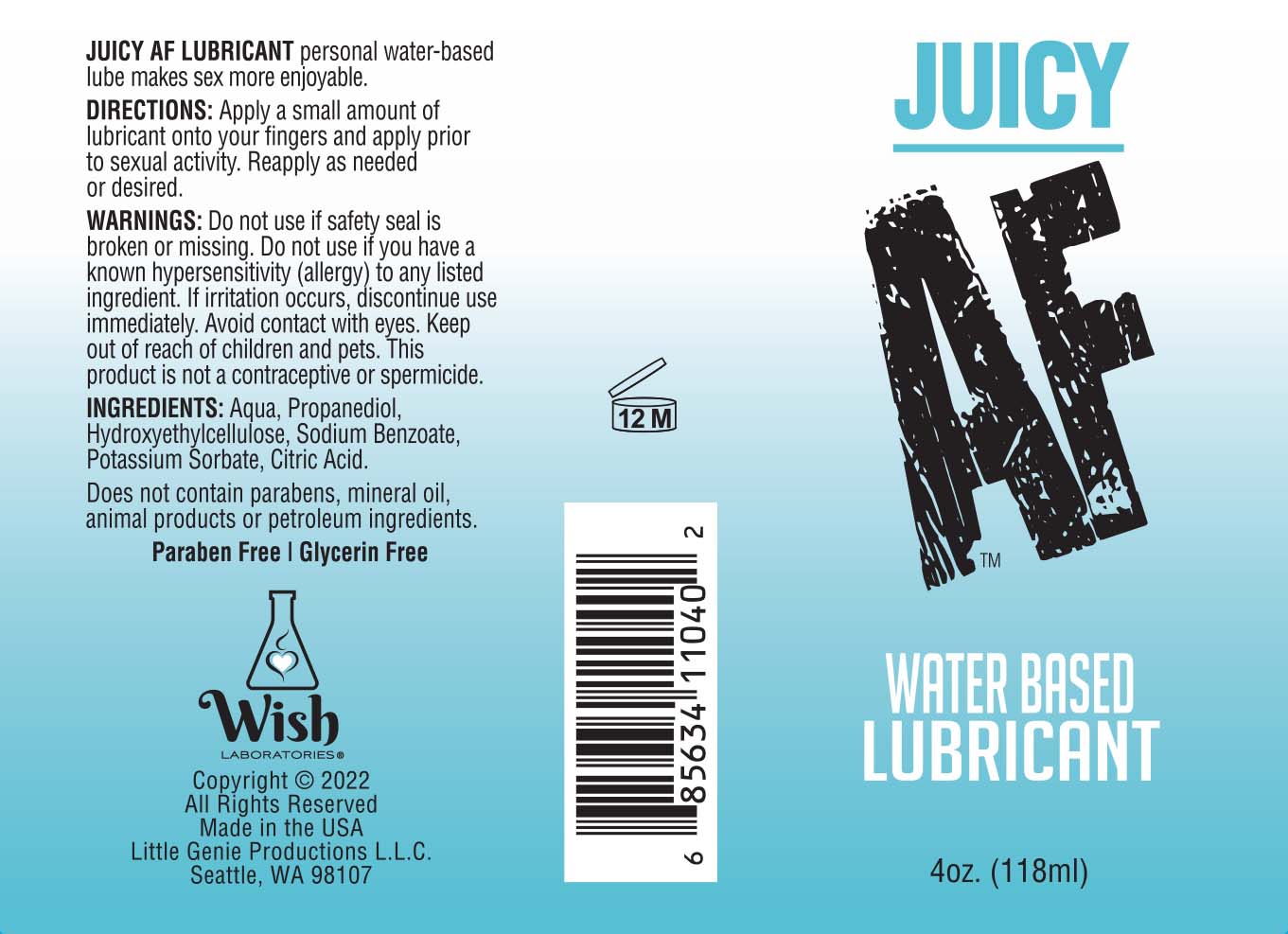 BT.650 - Juicy AF Water-Based Lubricant, 4oz image 1