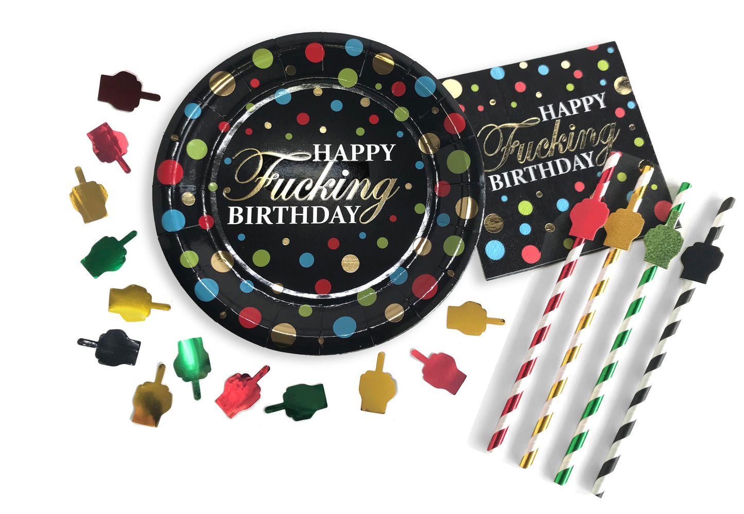 CP.1076 - Happy Fucking Birthday FU Finger Tall Straws image 3