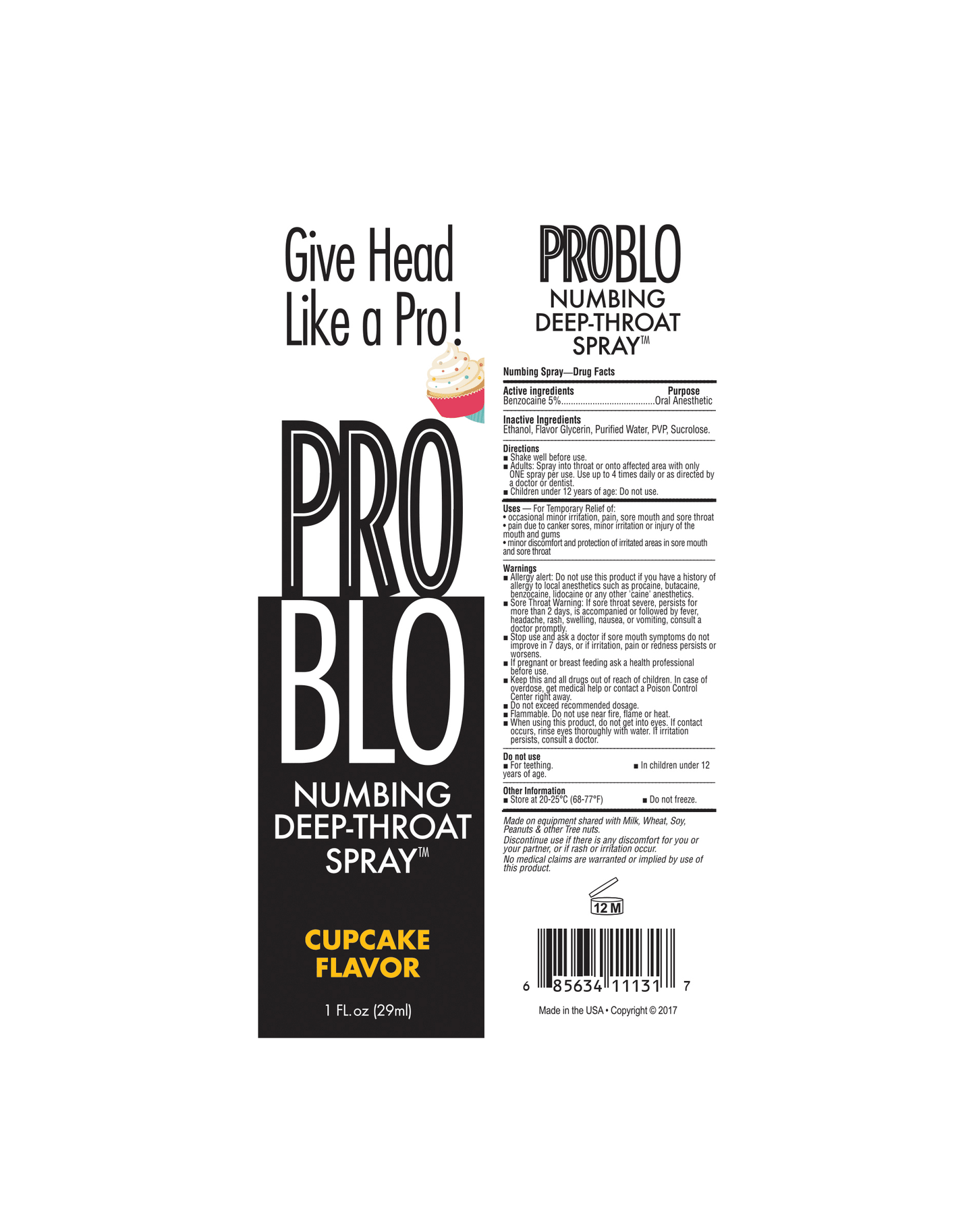BT.523 - Pro Blo Throat Numbing Spray - Cupcake image 1