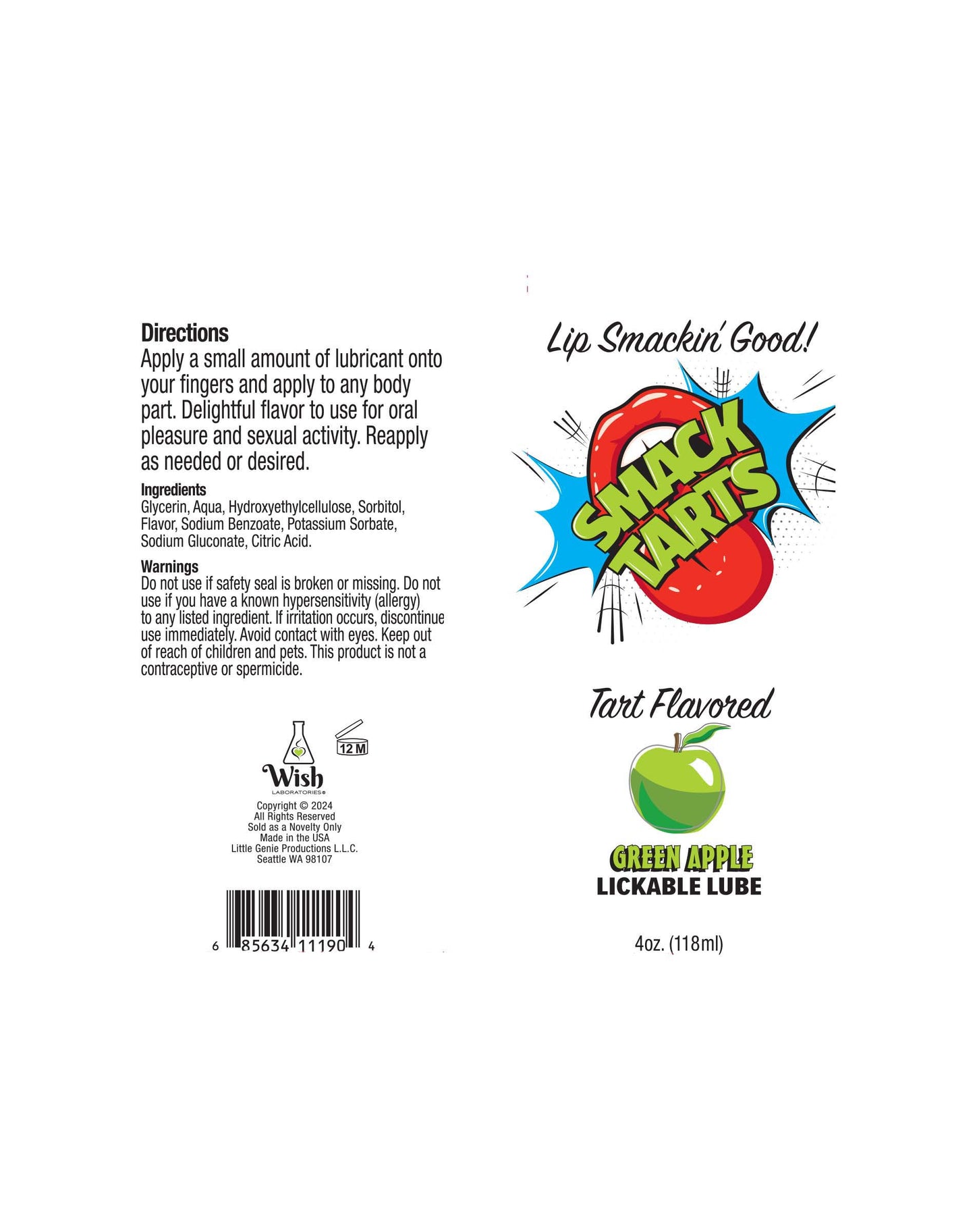 SMACK Tarts- Lickable Flavored Lubricant- Green Apple 2oz 🍏