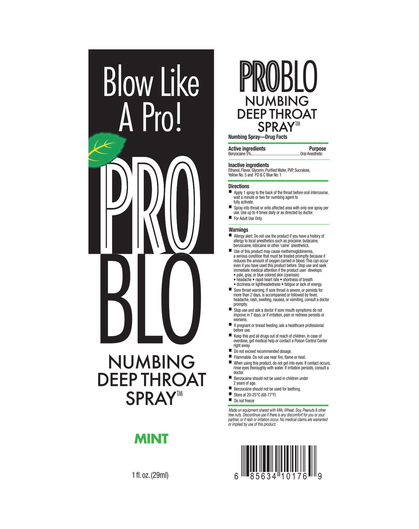 ProBlo Deep Throat Numbing Spray- Mint, 1 oz 🌱