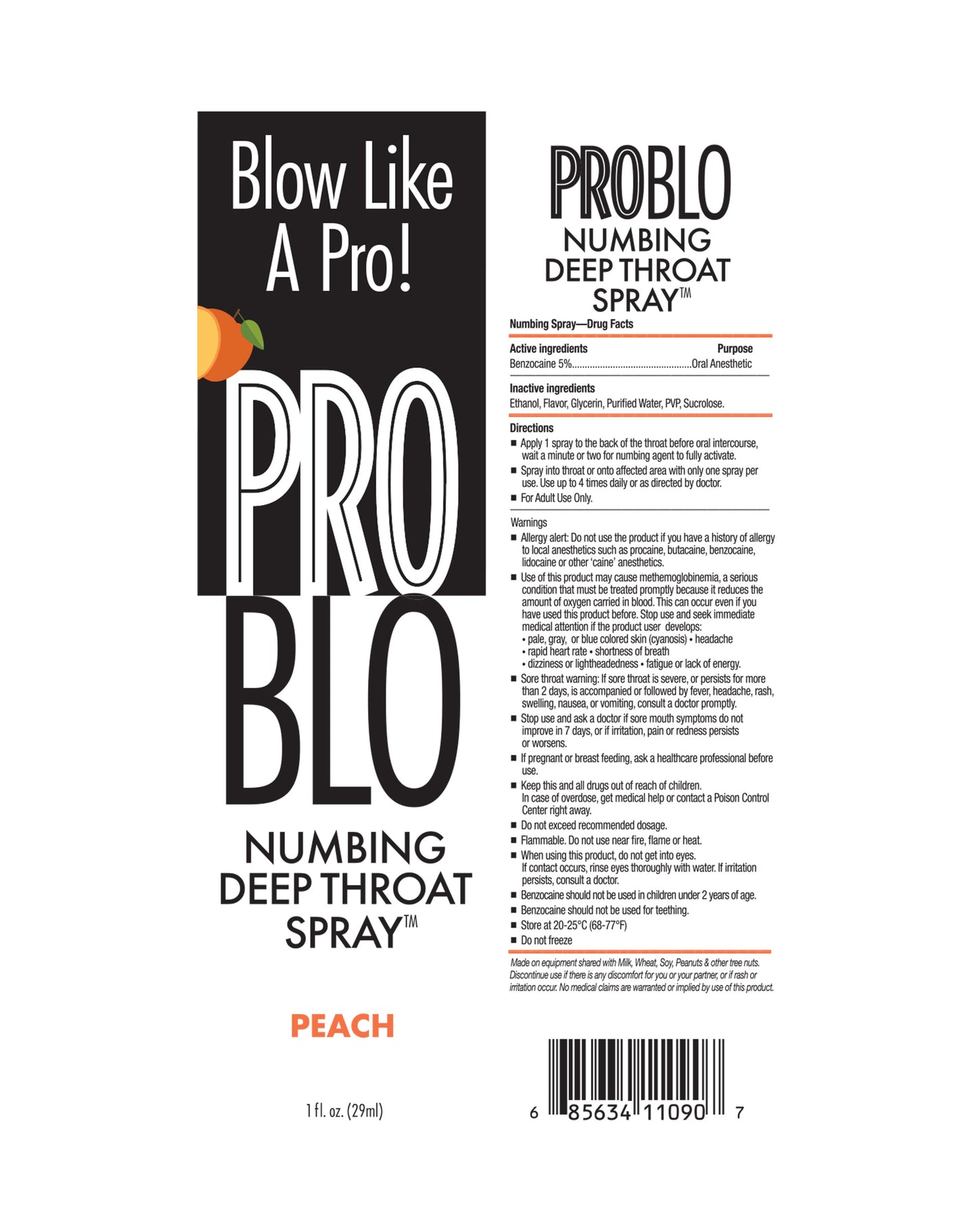 ProBlo Deep Throat Numbing Spray- Peach, 1 oz 🍑