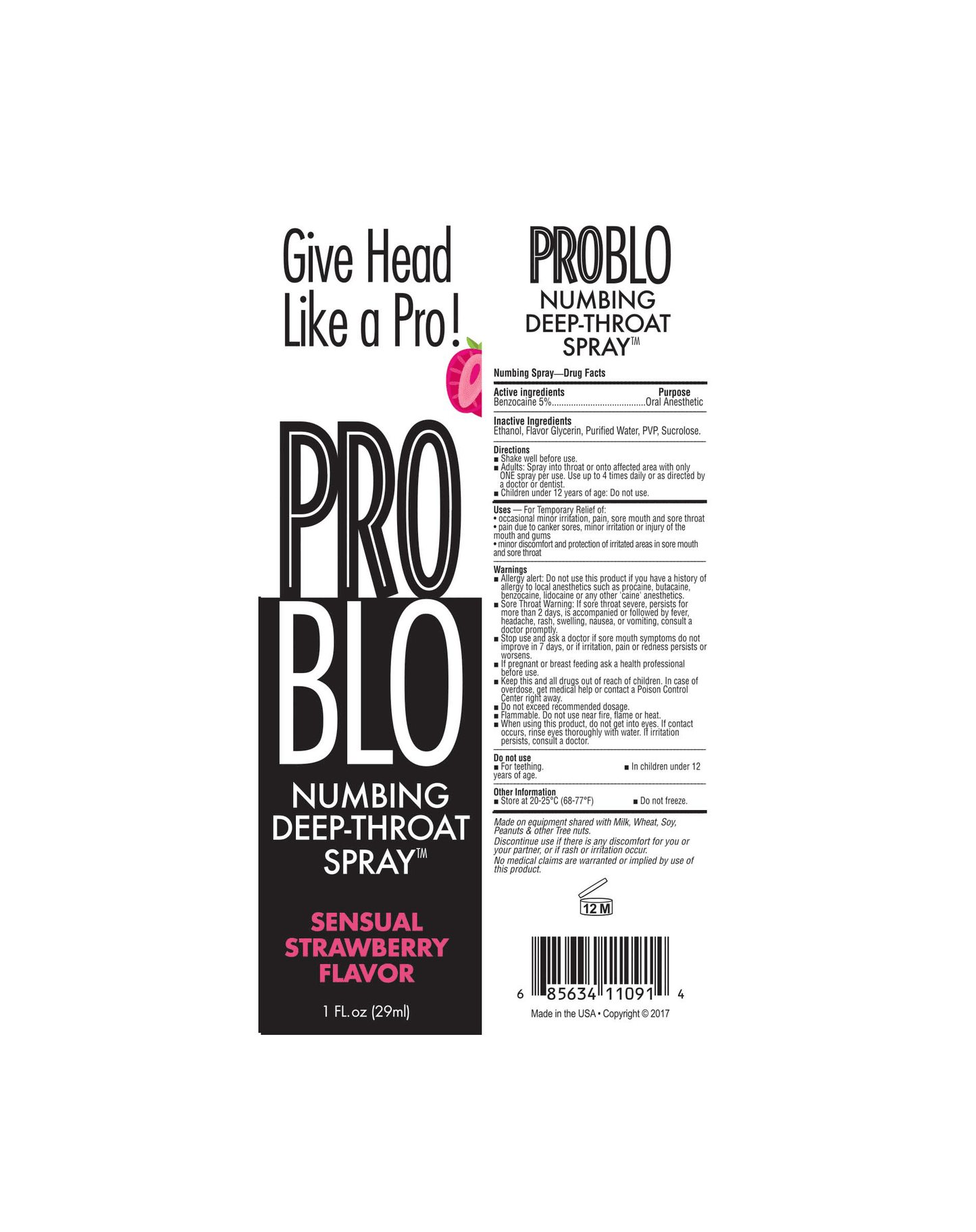 Pro Blo Deep Throat Numbing Spray- Strawberry
