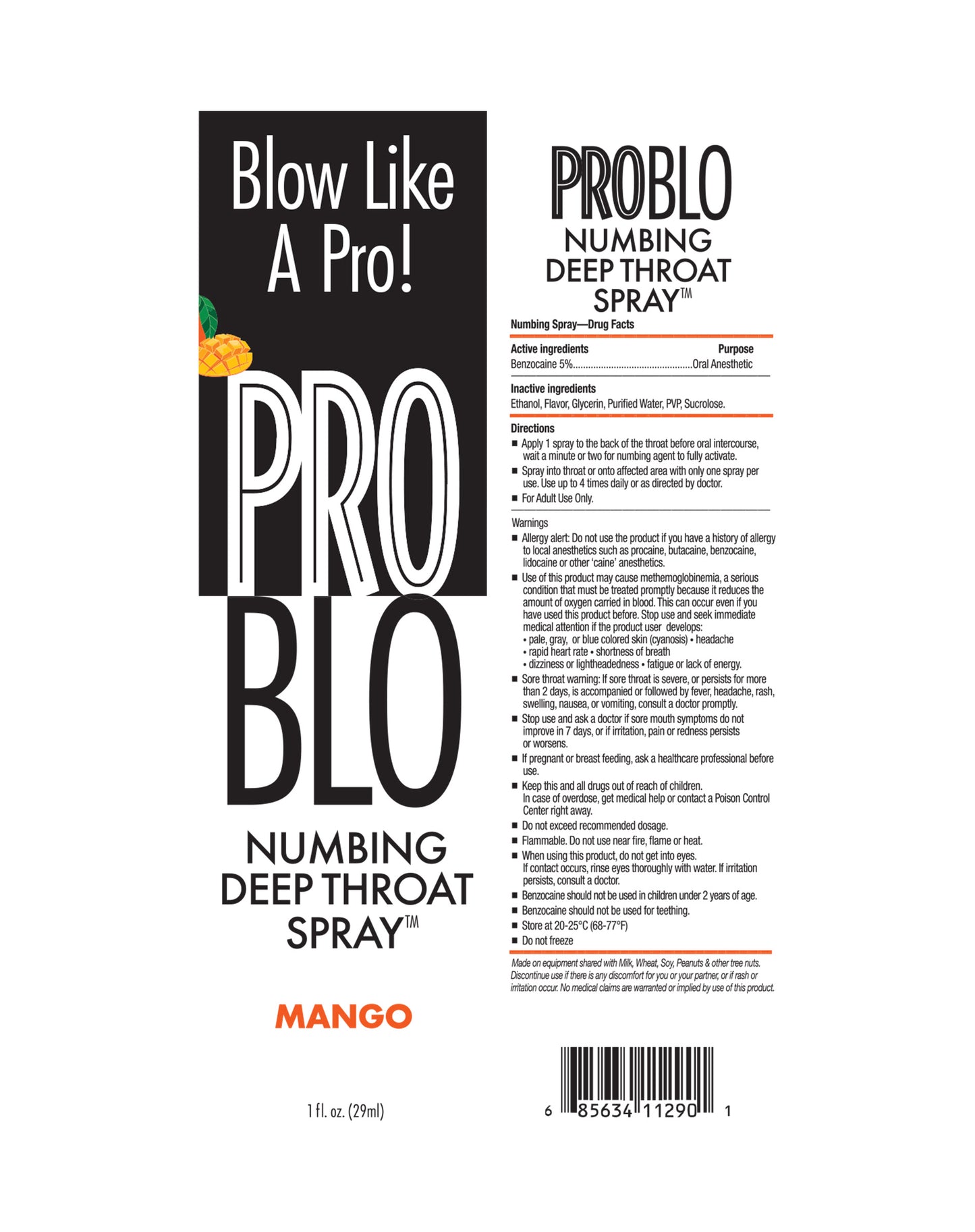 ProBlo Deep Throat Numbing Spray- Mango, 1oz ðŸ¥