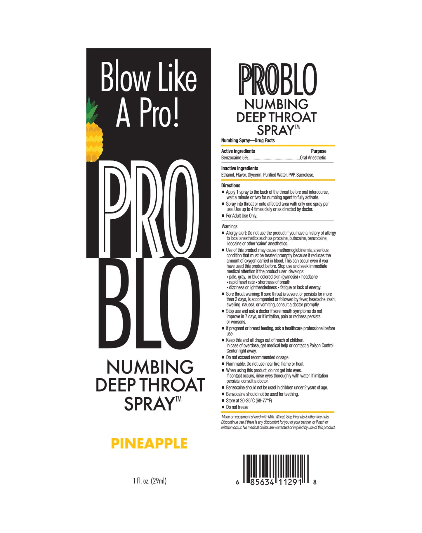 ProBlo Deep Throat Numbing Spray- Pineapple, 1oz 🍍