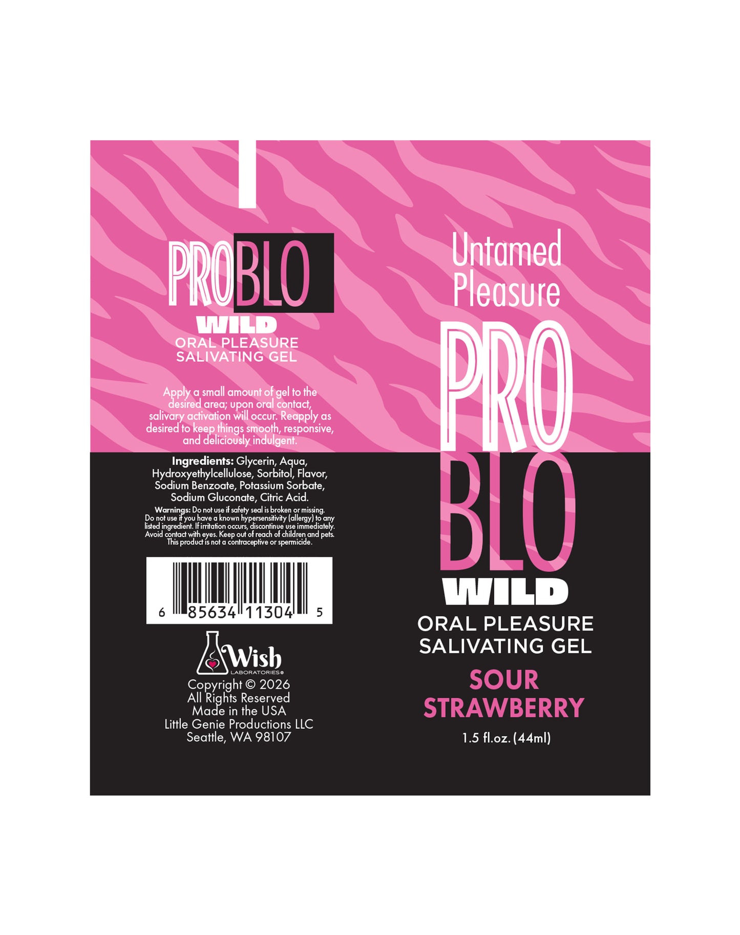 ProBlo Wild Oral Pleasure Salivating Gel, Sour Strawberry 1.5 oz