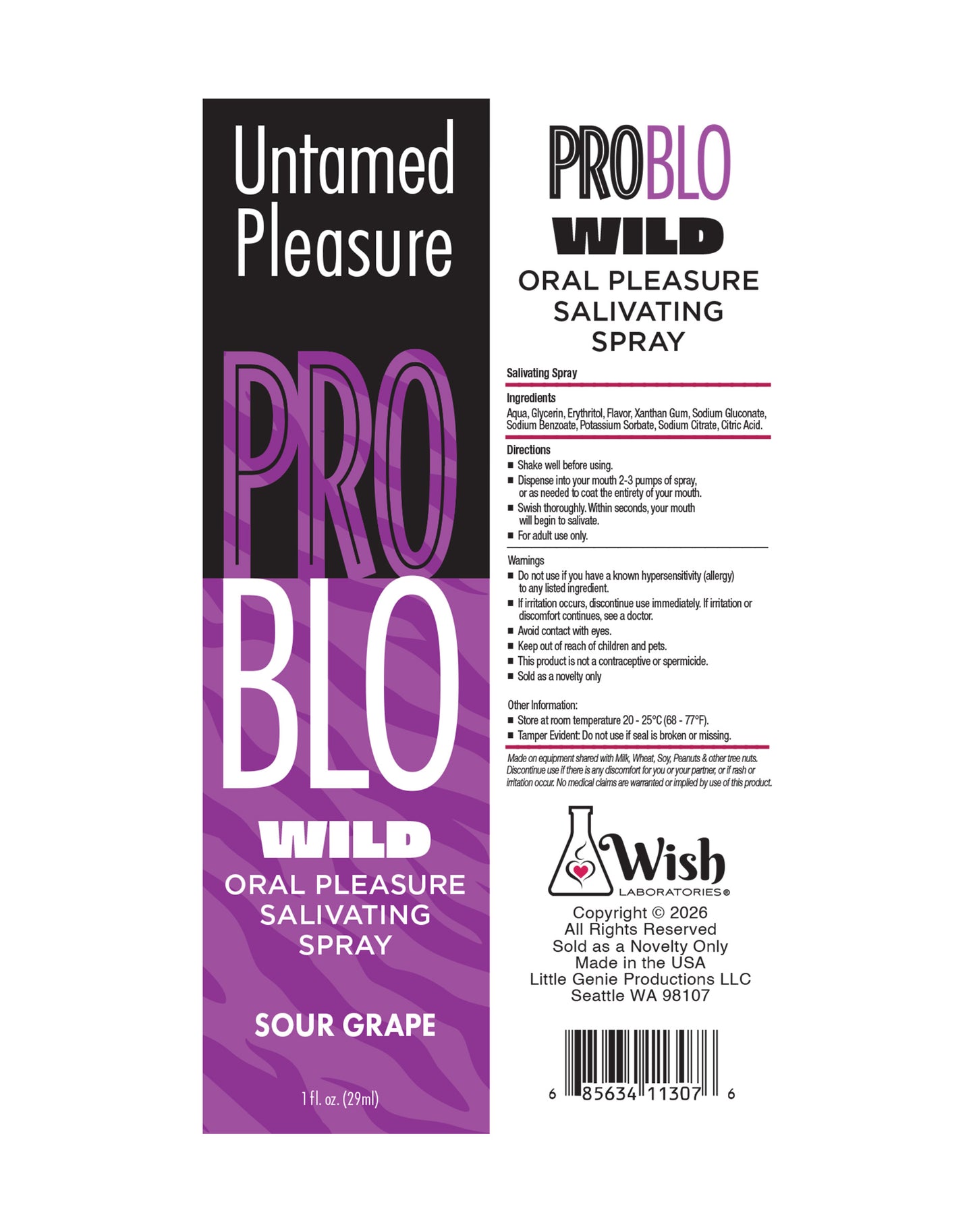 ProBlo Wild Oral Pleasure Salivating Spray- Sour Grape, 1oz
