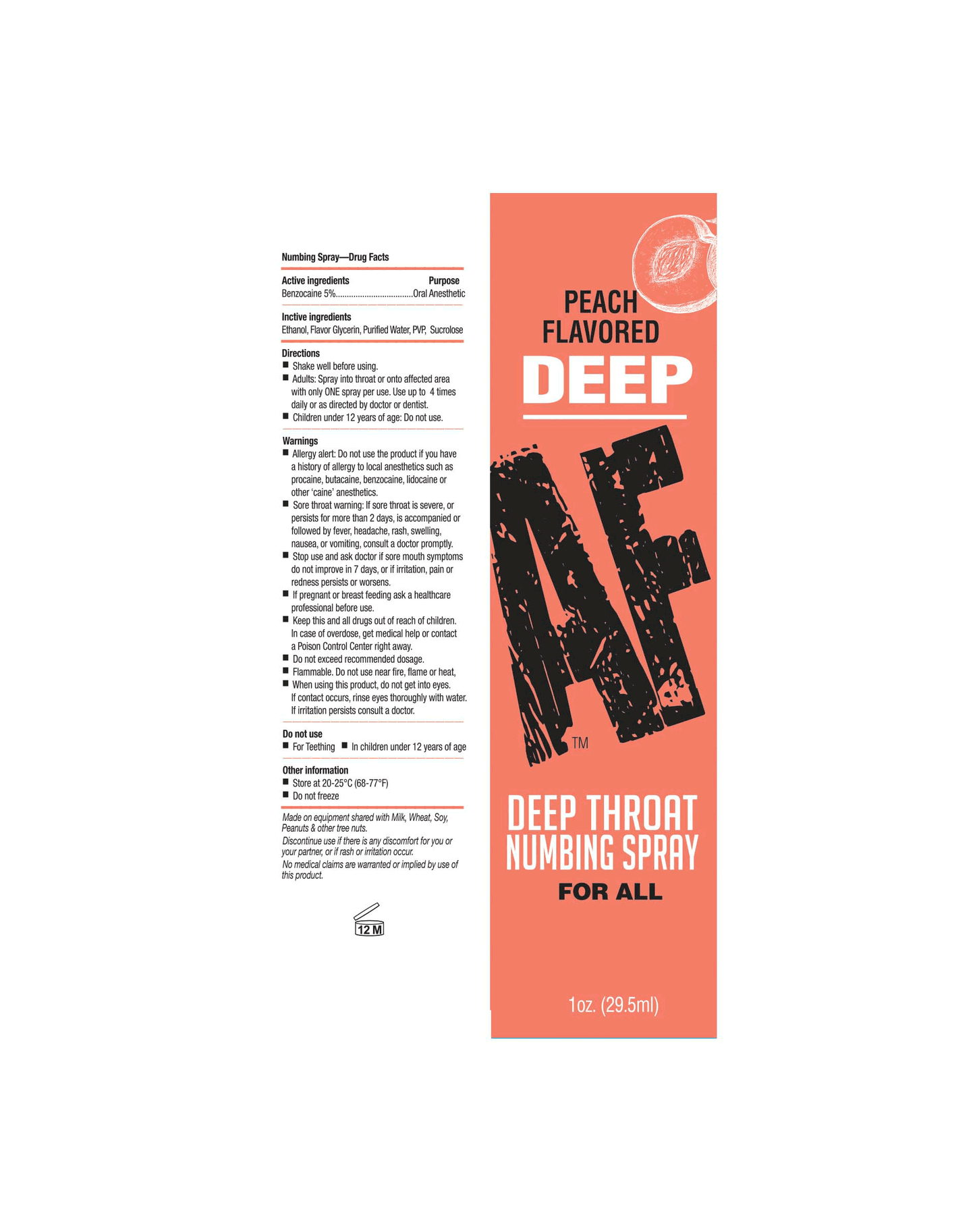Deep AF Deep Throat Numbing Spray- Peach