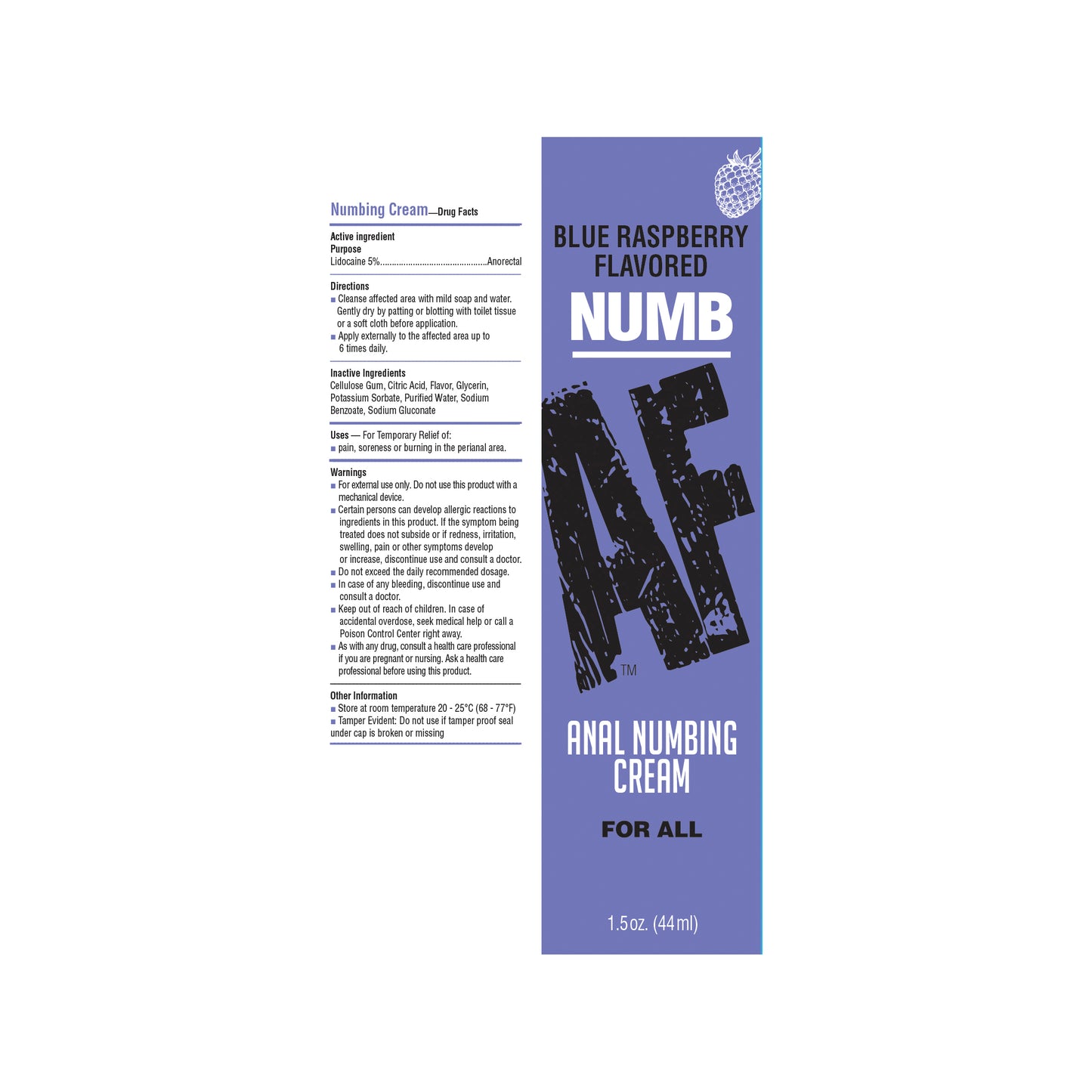 Numb AF Anal Numbing Gel- Blue Raspberry, 1.5 oz 🫐