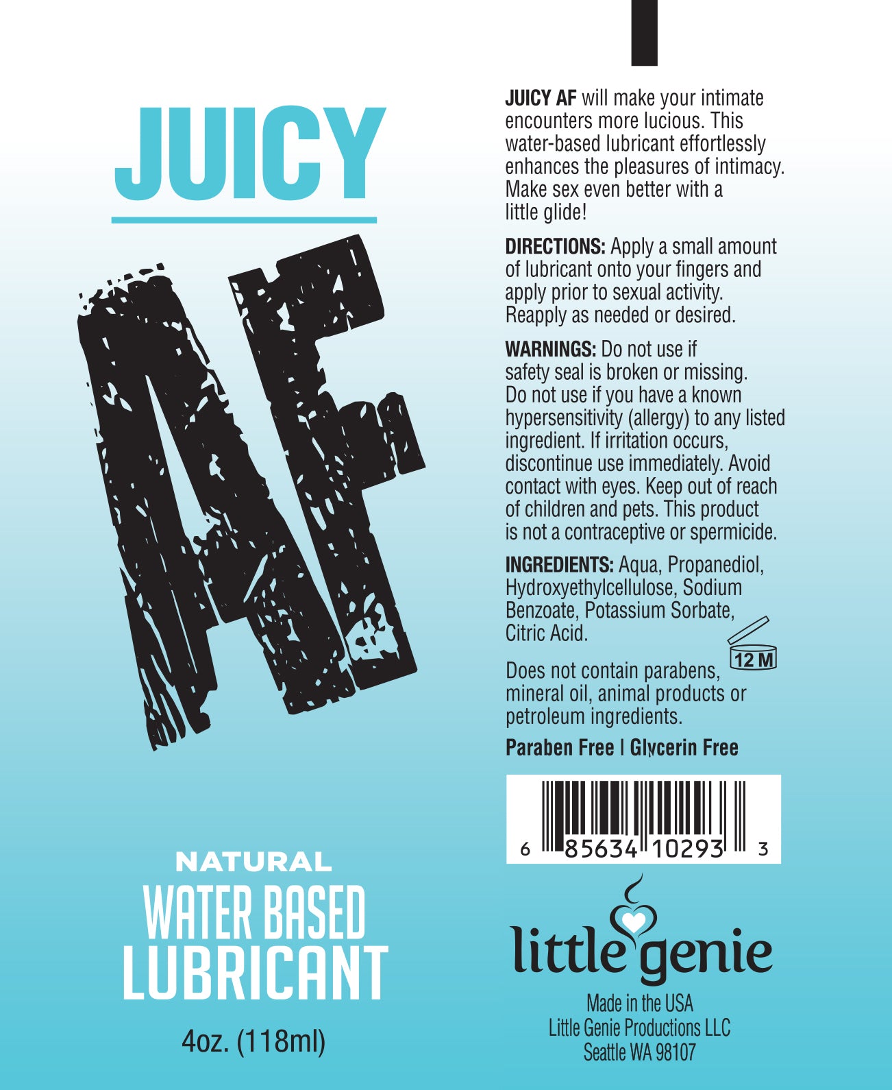 Juicy AF Lubricant- Natural 2oz