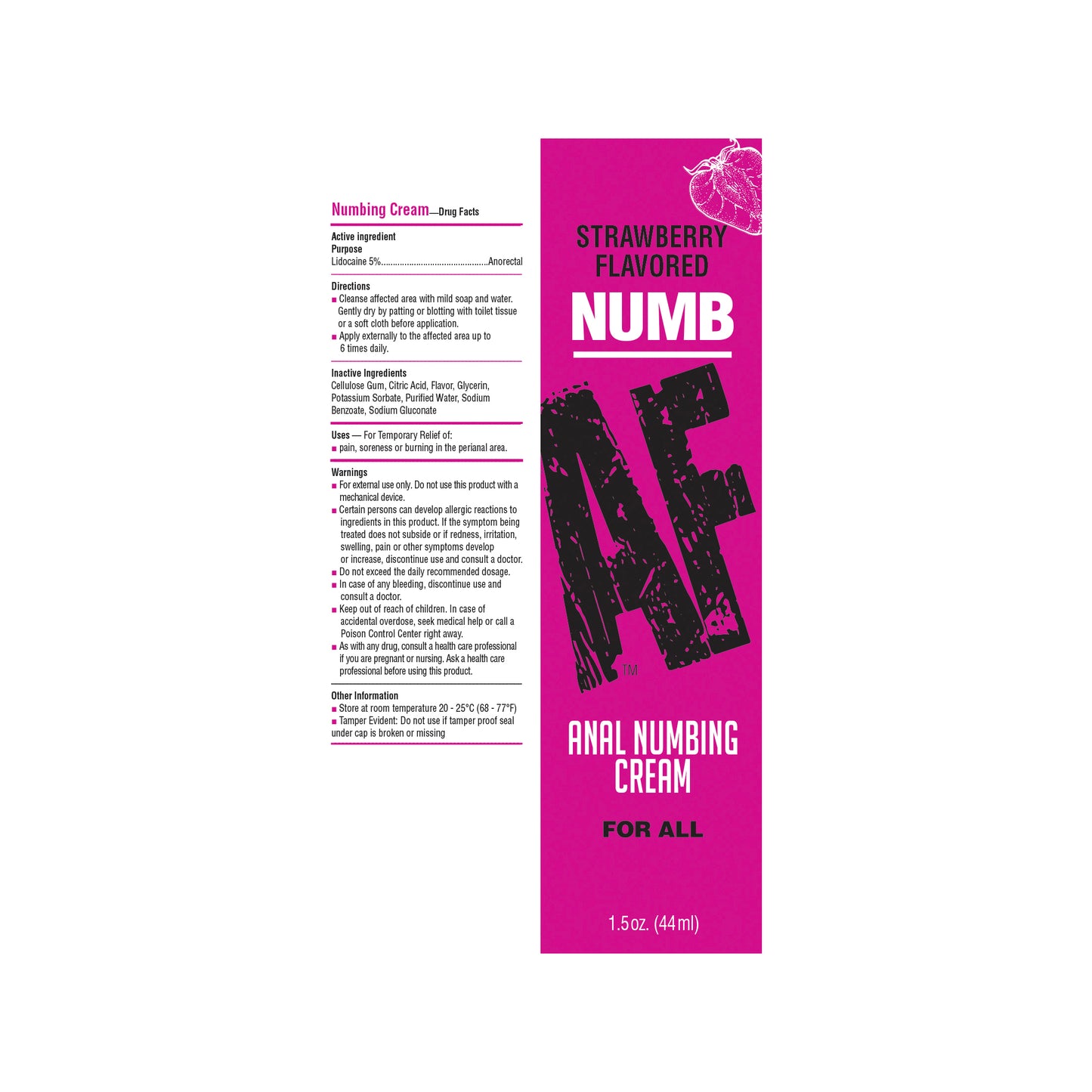 Numb AF Anal Numbing Gel- Strawberry 1.5oz 🍓