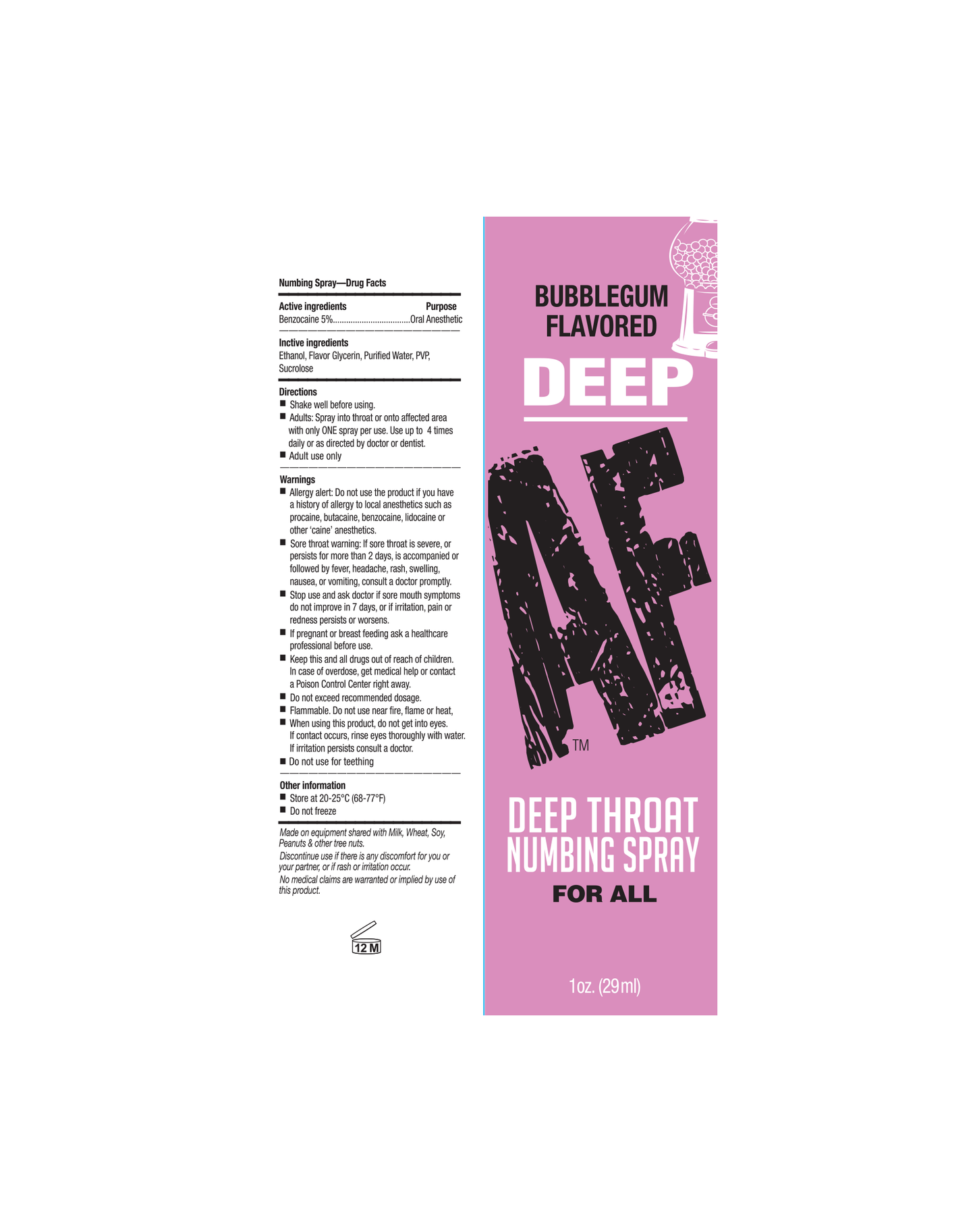 Deep AF Deep Throat Numbing Spray- Bubblegum