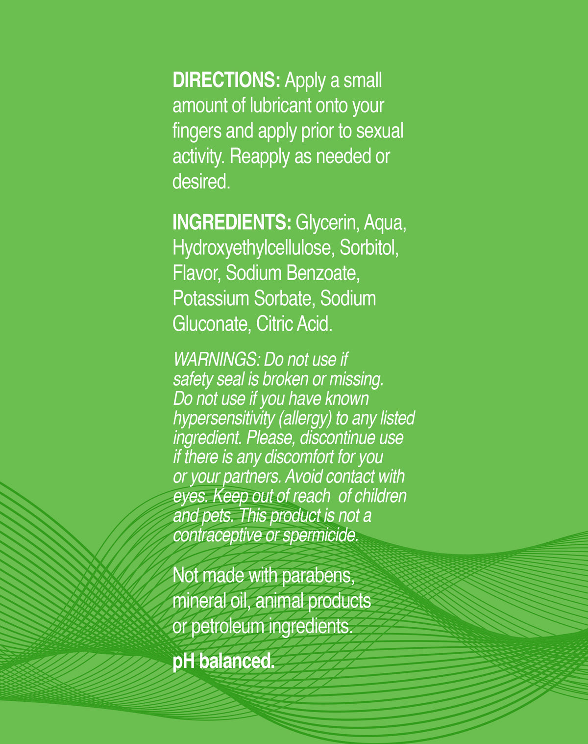 Ingredients for Toffee flavored lubricant