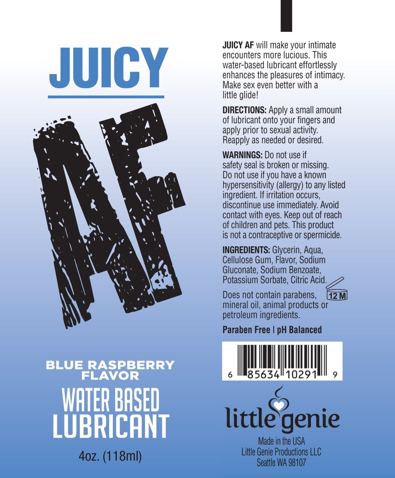 Juicy AF Lubricant- Blue Raspberry 4oz
