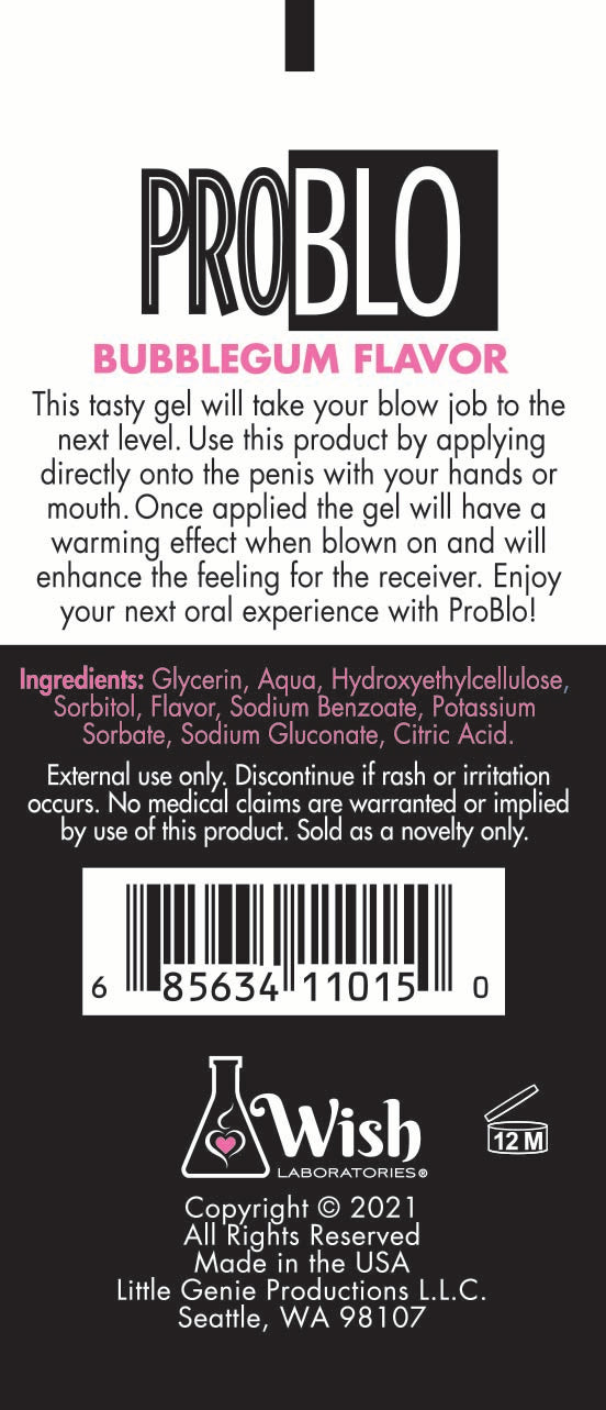 Pro Blo Oral Pleasure Gel- Bubblegum 1.5 oz