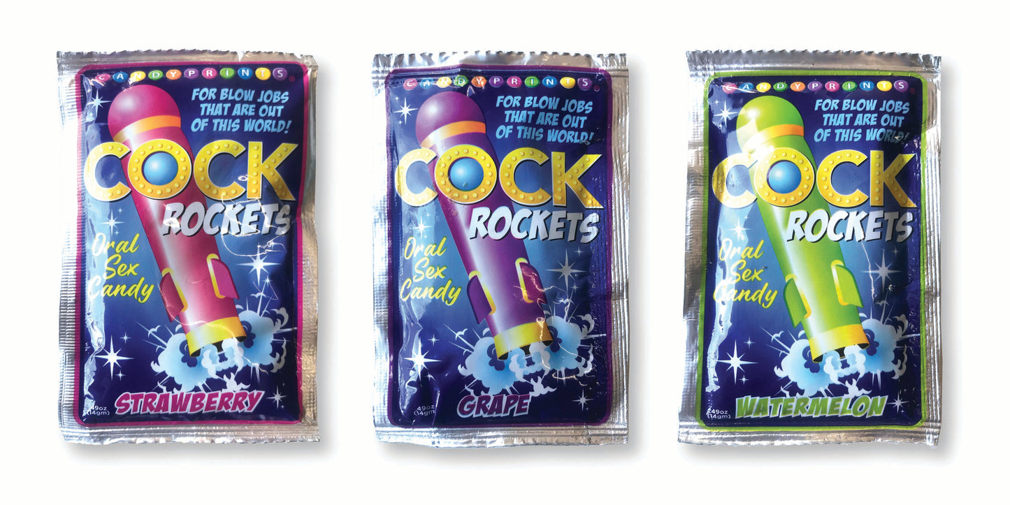 Cock Rockets Oral Sex Candy, POP Display of 36 Grape, Watermelon & Strawberry