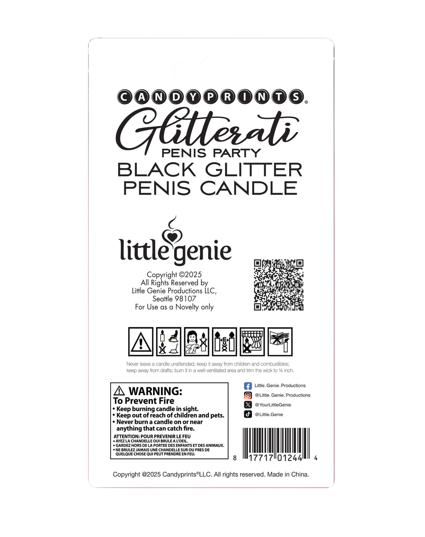 Glitterati Black Glitter Penis Candle