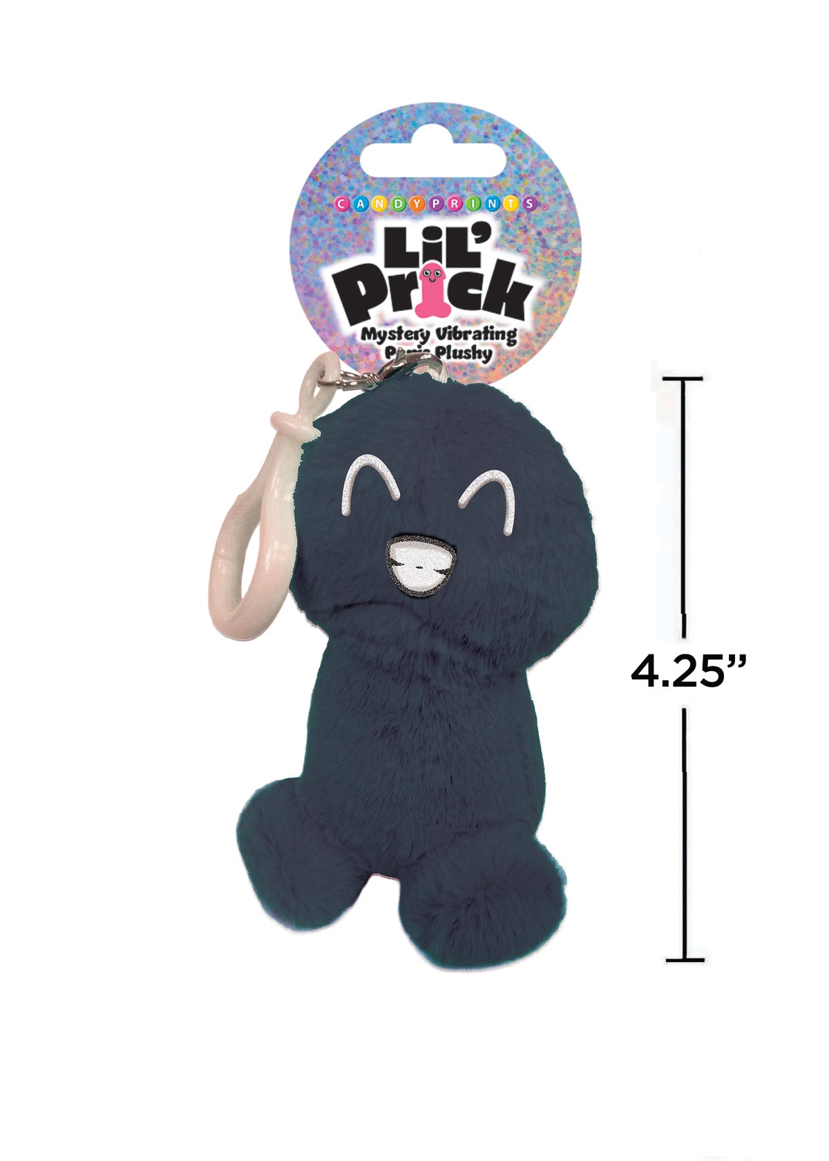 Black Lil’ Pricks plush keychain measurements