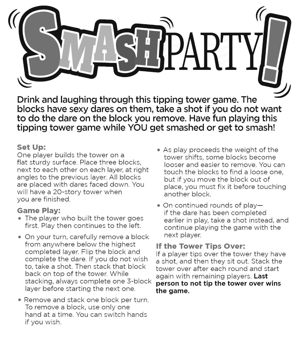 BG.078 - Smash Party Sexy Tipping Tower Drinking Game image 3