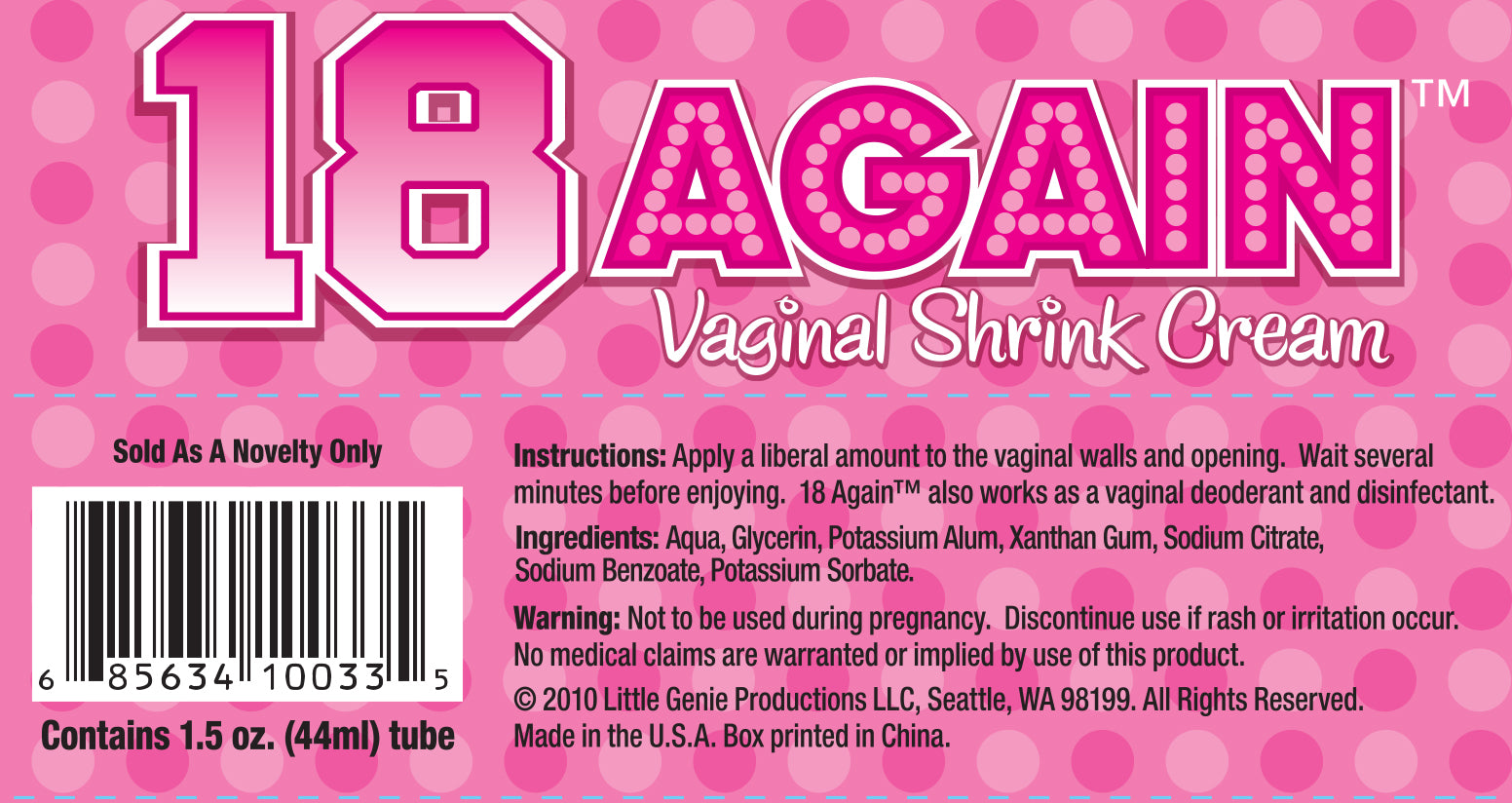 BT.300 - 18 Again Vaginal Tightening Cream image 2