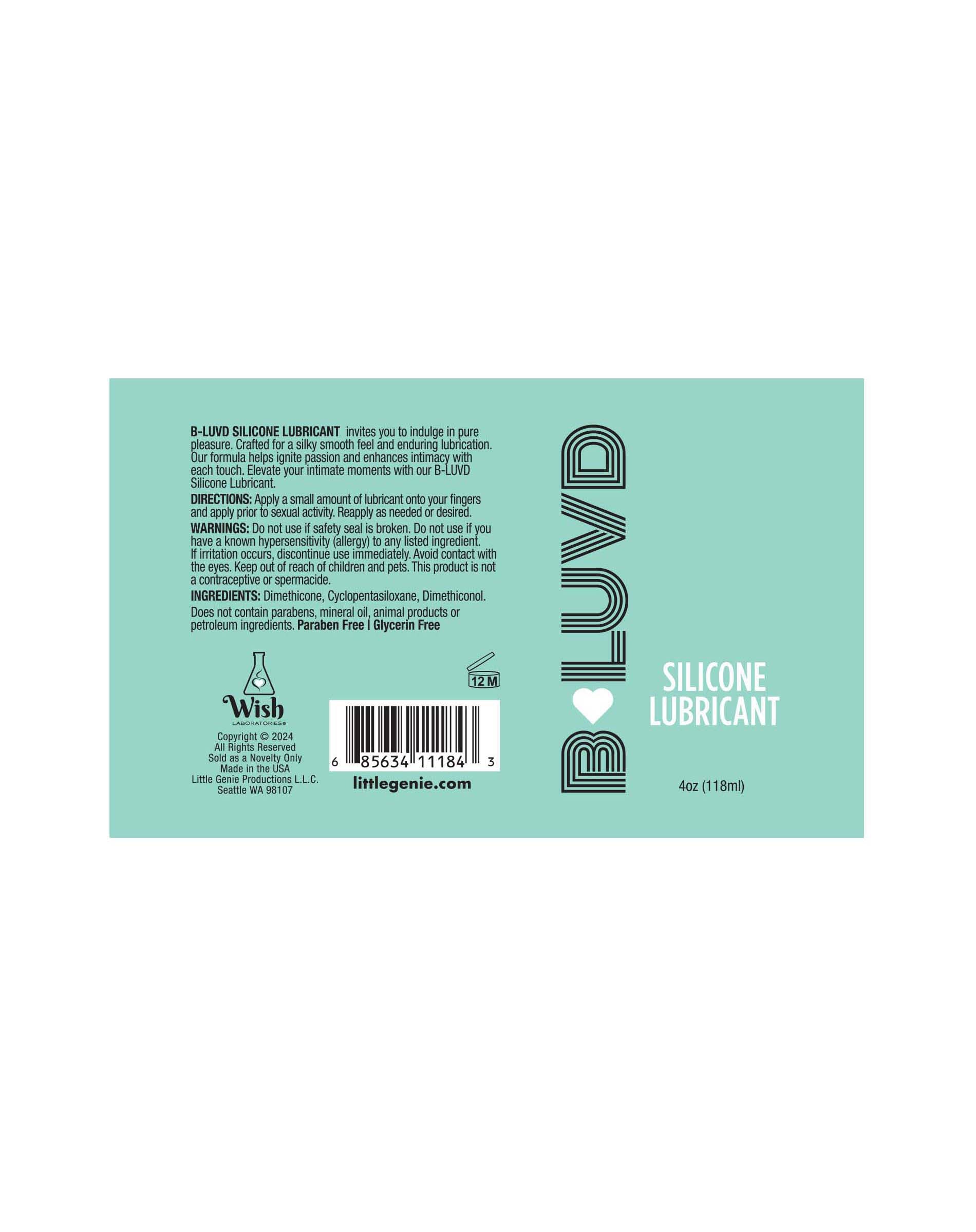 BT.1403 -B-Luvd Silicone Lubricant 4oz image 2