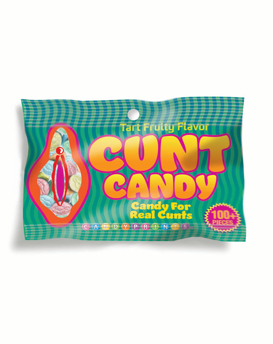 Packaged candy with colorful label on a white background