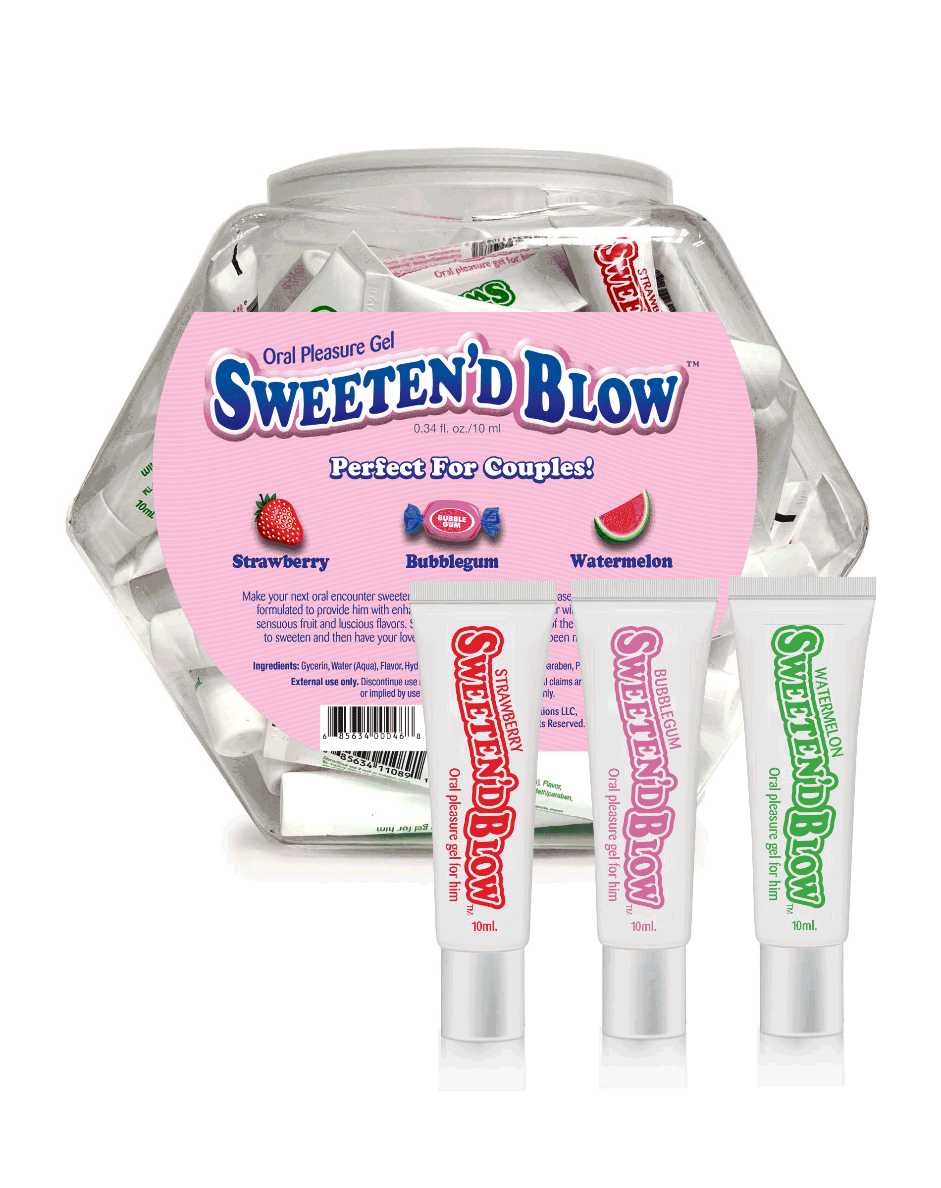 BT.023B - Sweeten'd Blow Oral Pleasure Gel - 3 Flavor Fish Bowl image 0