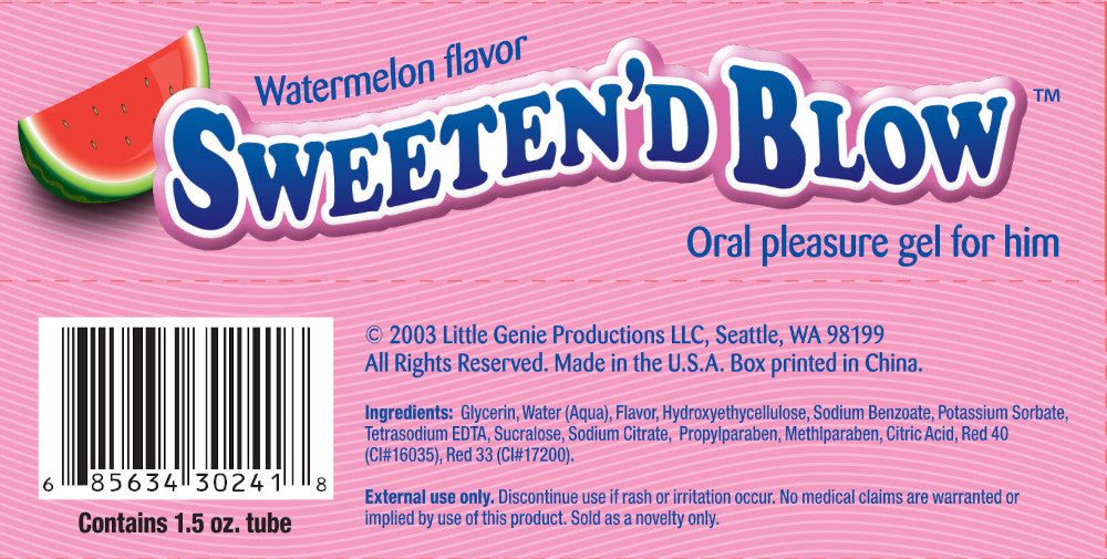 BT.013.1 - Sweeten'd Blow Oral Pleasure Gel- Watermelon 10 ml image 1