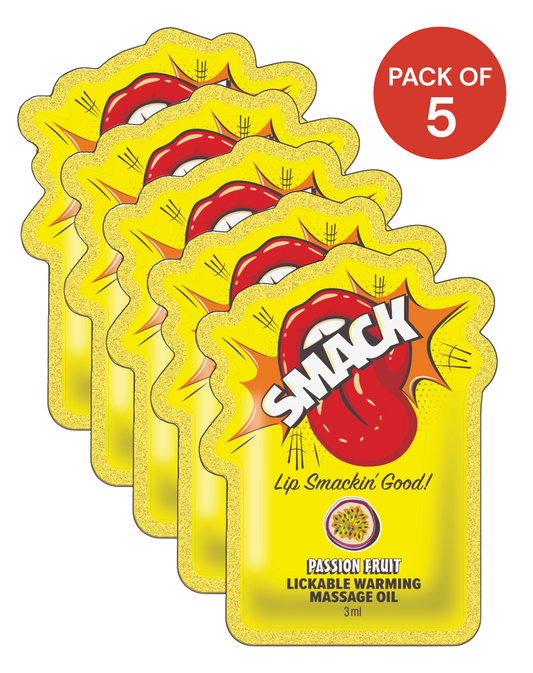 SMACK Warming & Lickable Massage Oil 3ML Pouch -Pack of 5,  Passion Fruit 🤤