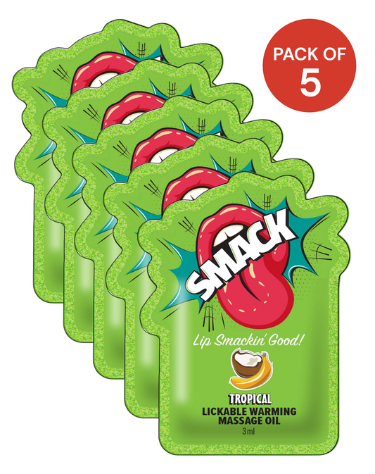 SMACK Warming & Lickable Massage Oil 3ML Pouch -Pack of 5, Tropical 🏝️