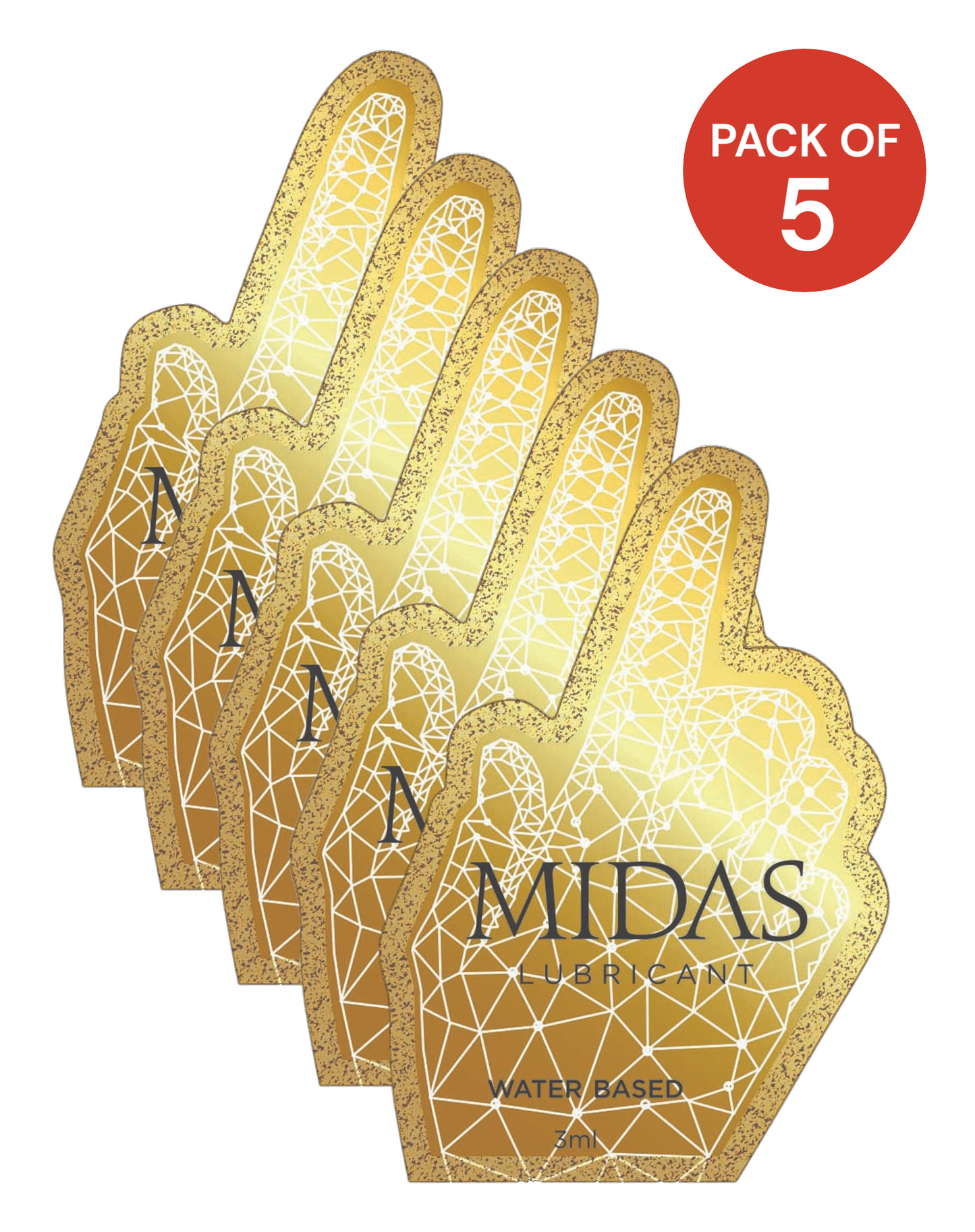 Midas Waterbased Lubricant 3ML Pouch Pack of 5