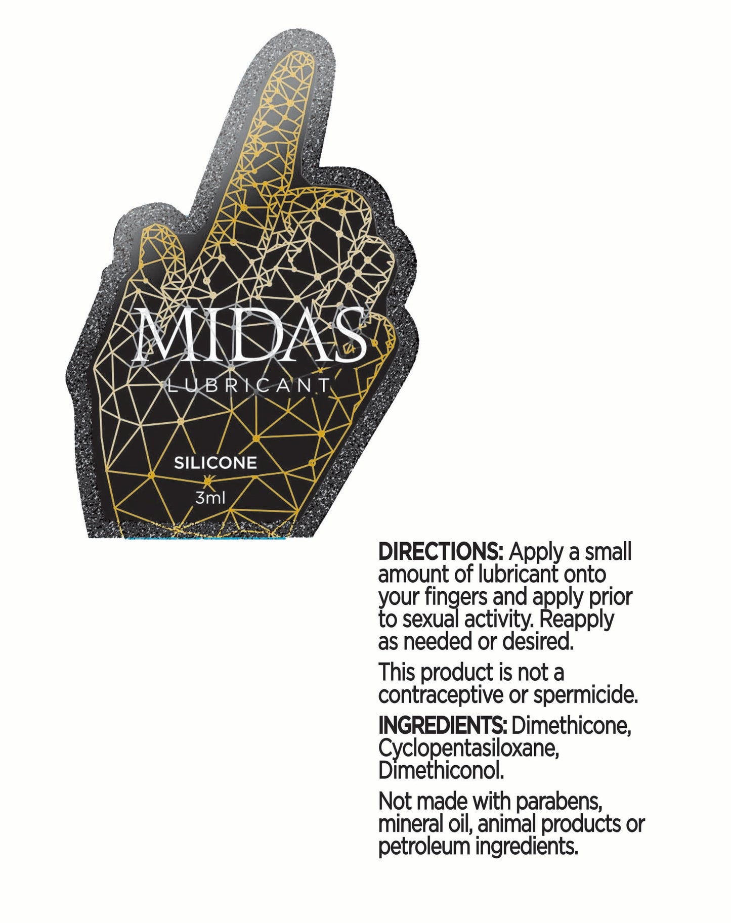 Midas Silicone Lubricant 3ML Pouch Case of 48