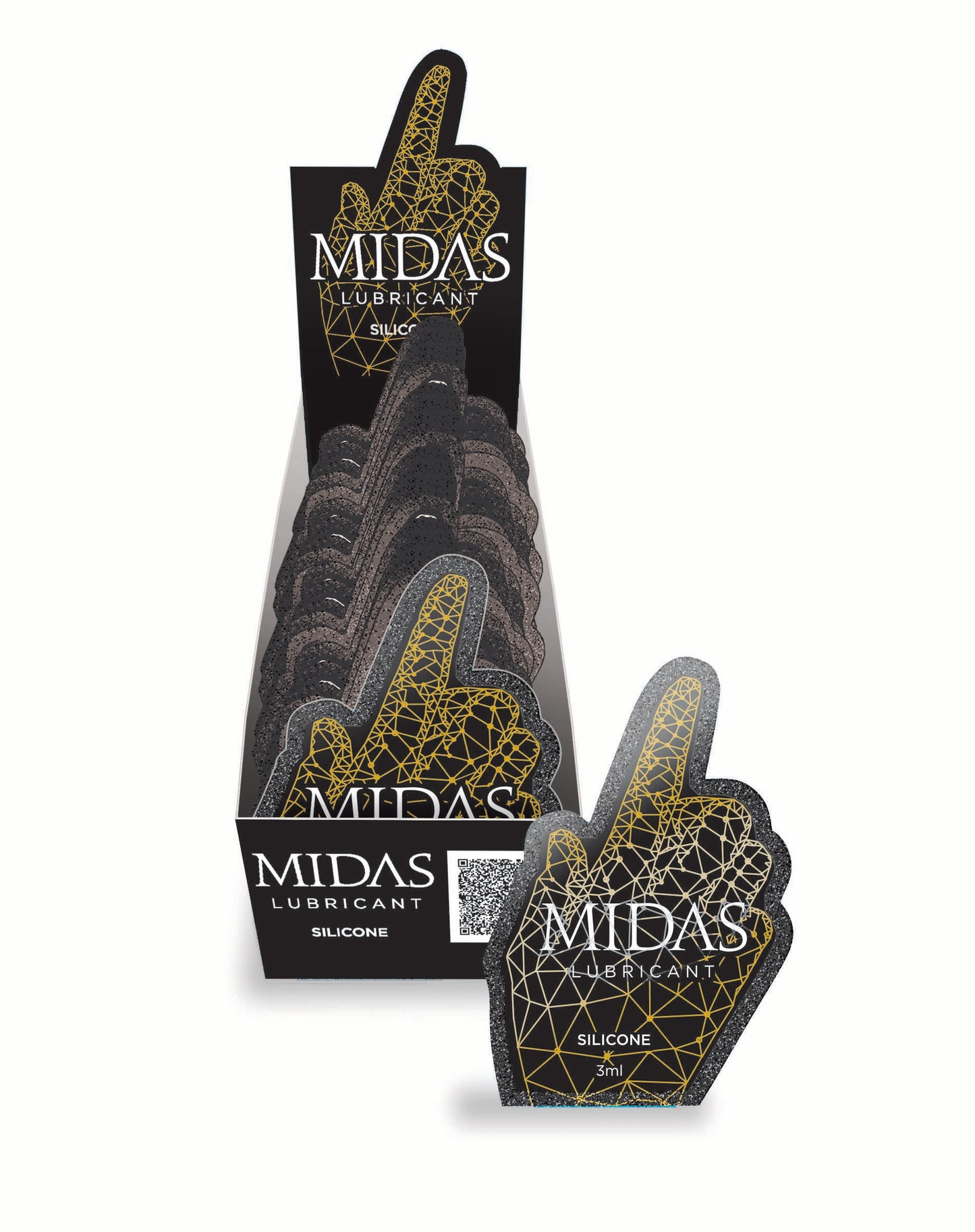 Midas Silicone Lubricant 3ML Pouch Display of 36