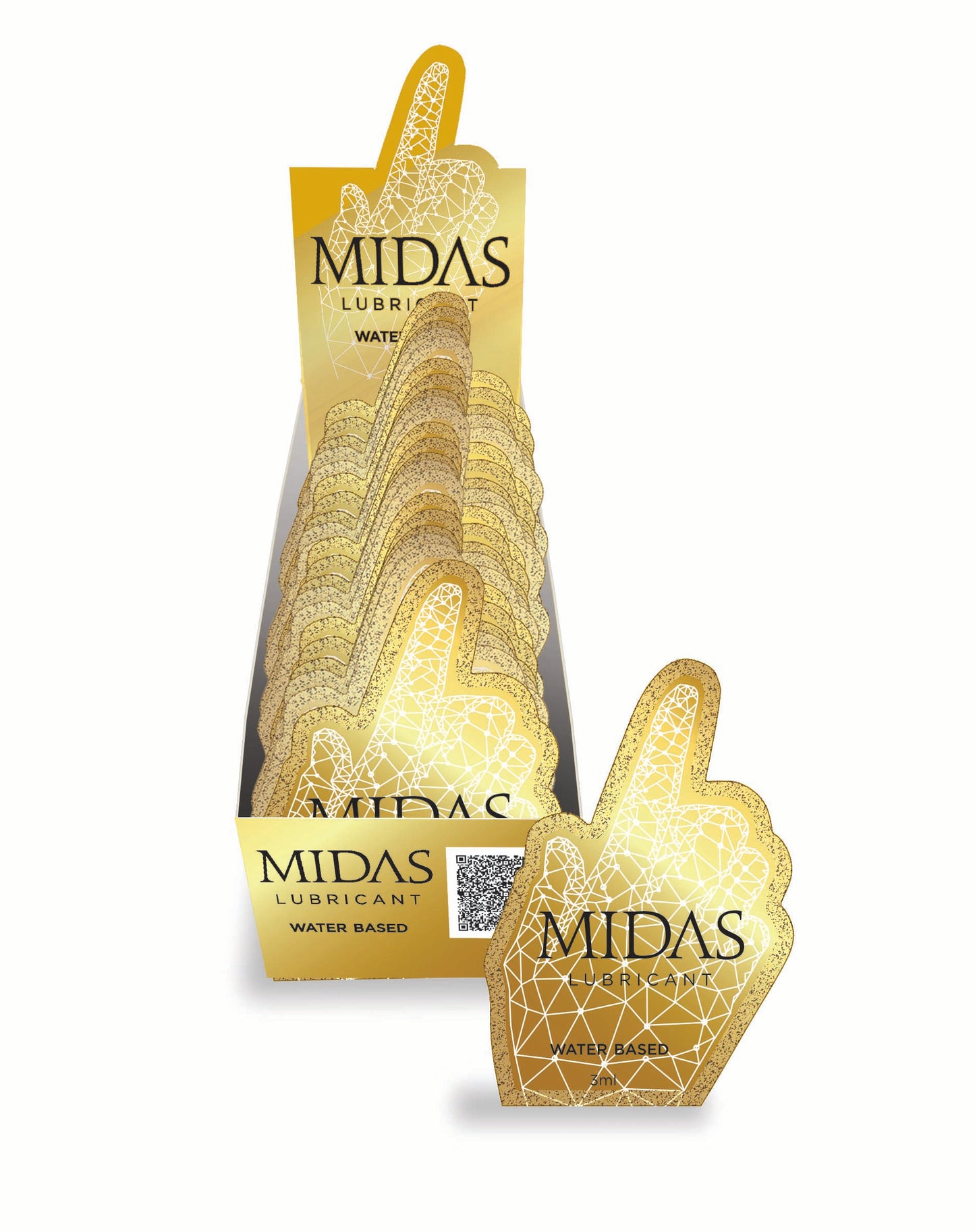 Midas Waterbased Lubricant 3ML Pouch Display of 36