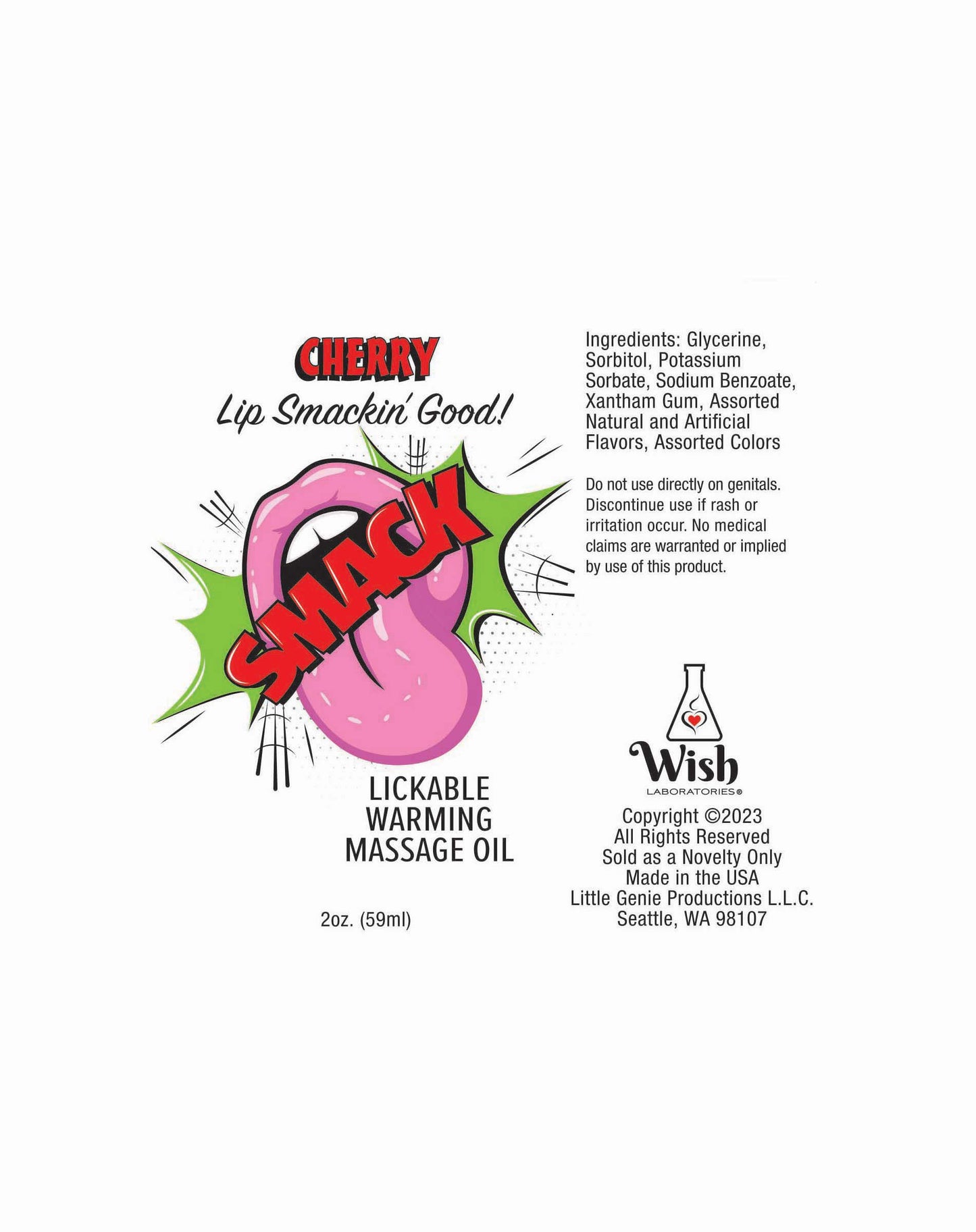 SMACK Warming & Lickable Massage Oil, Cherry 3ML Pouch Display of 36 🍒