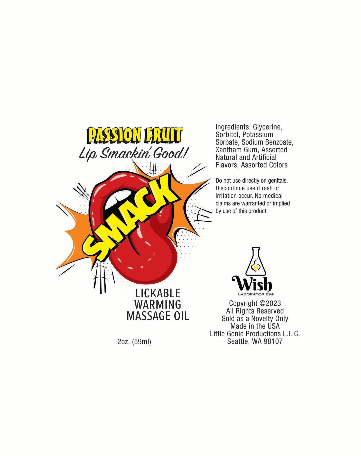 SMACK Warming & Lickable Massage Oil, Passion Fruit 3ML Pouch Display of 36 🤤