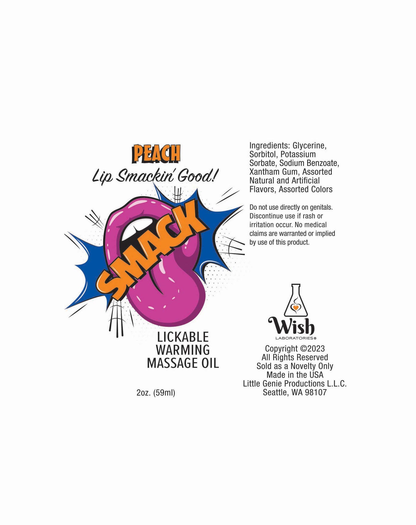 SMACK Warming & Lickable Massage Oil, Peach 3ML Pouch Display of 36  🍑