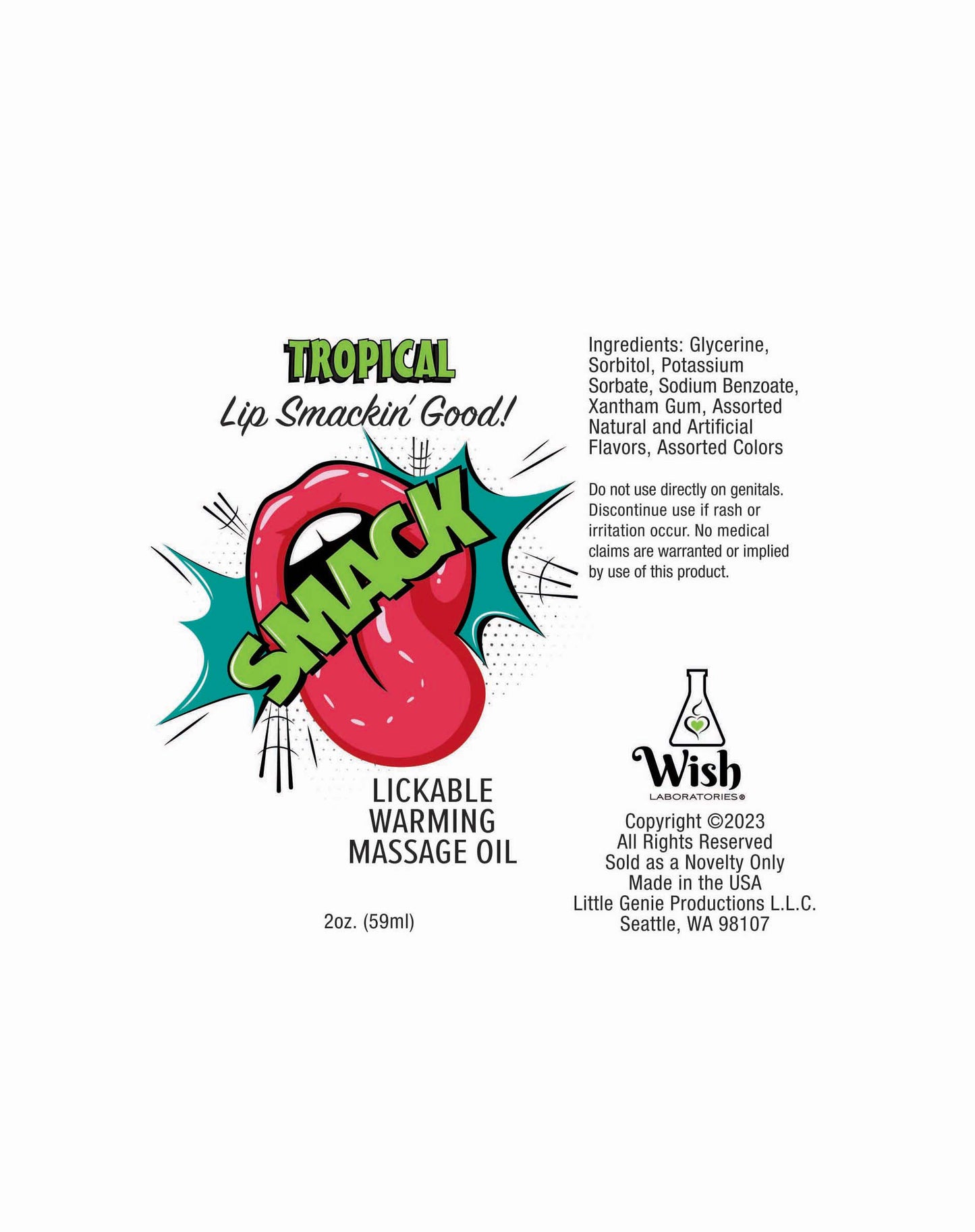 SMACK Warming & Lickable Massage Oil, Tropical 3ML Pouch Display of 36 🏝️