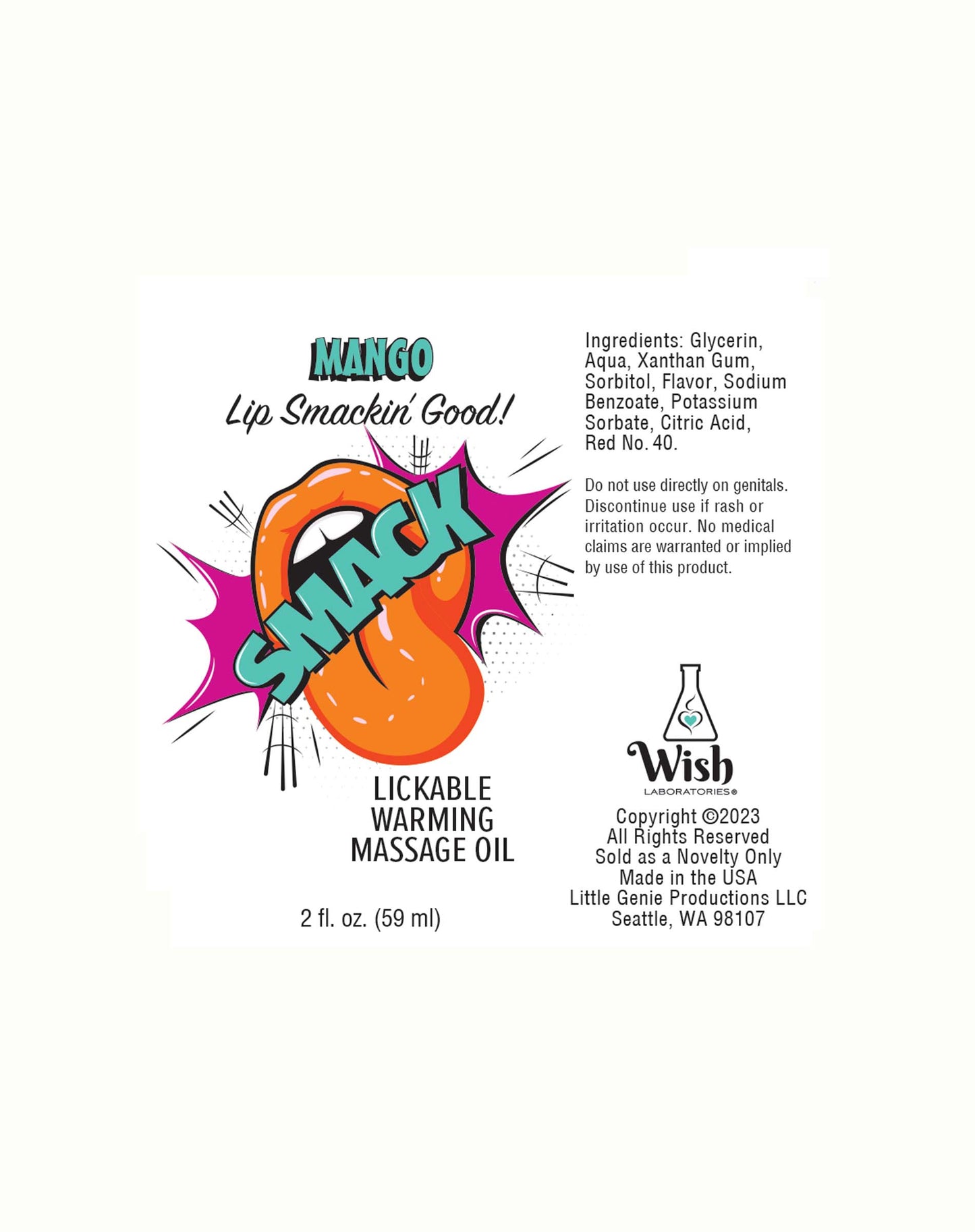 Smack Warming & Lickable Massage Oil - Mango 2oz 🥭