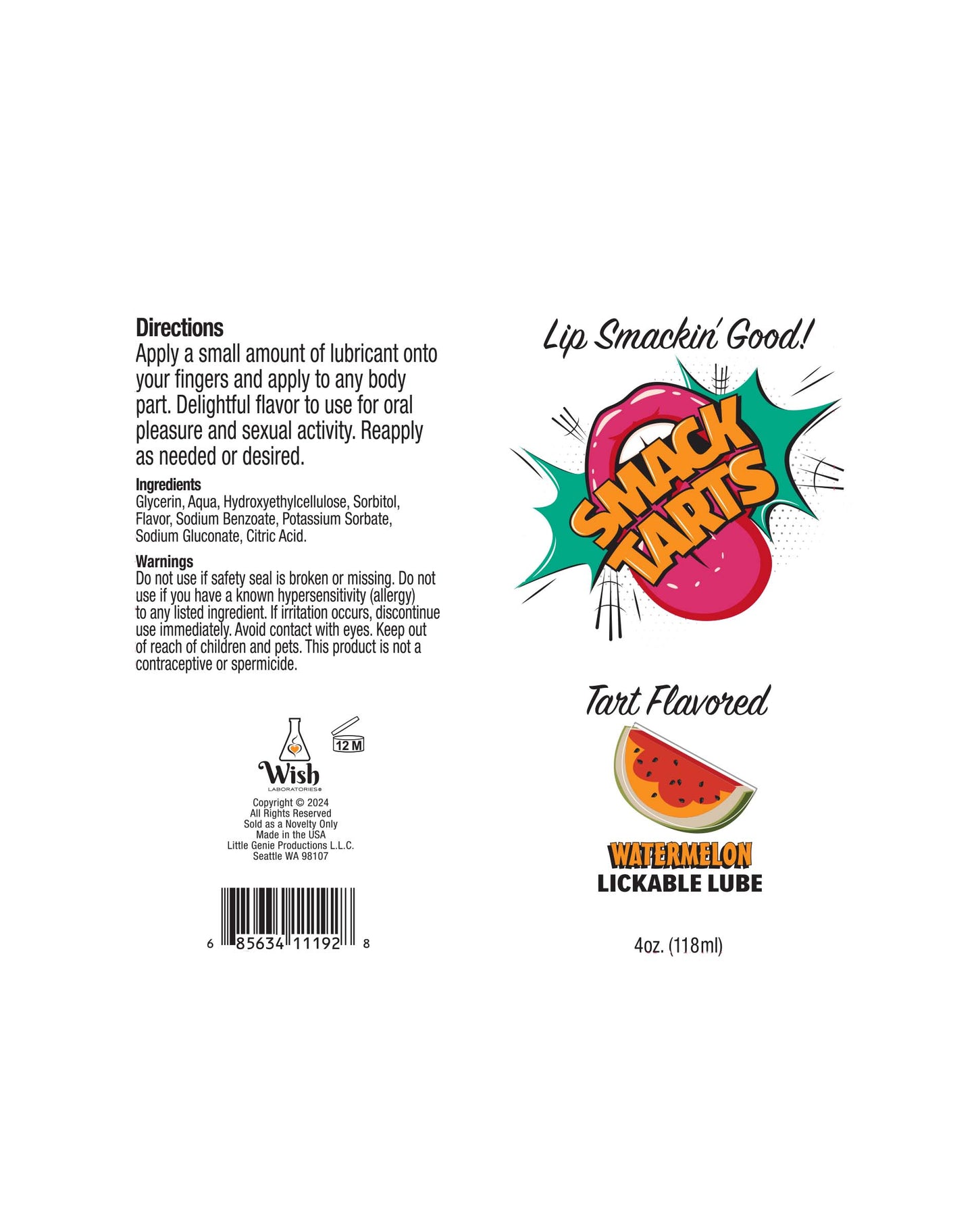 SMACK Tarts- Lickable Flavored Lubricant- Watermelon 4oz 🍉
