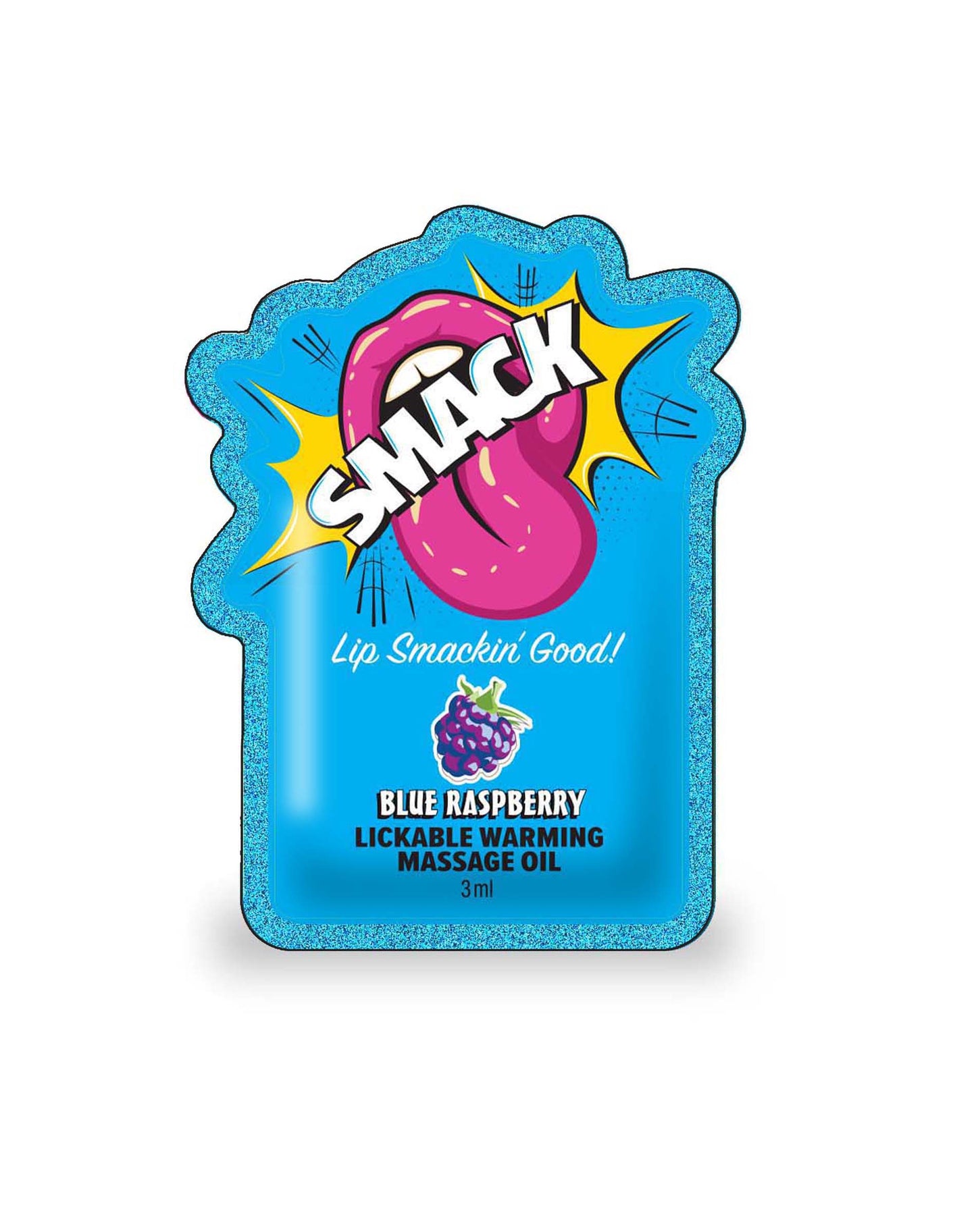 SMACK Warming & Lickable Massage Oil, Blue Raspberry 3ML Pouch Case of 48 🫐