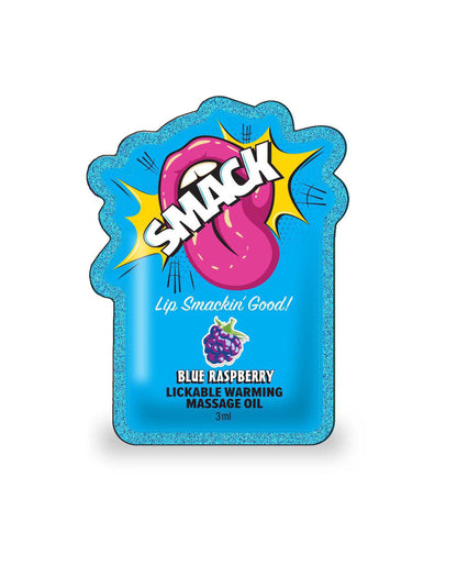 SMACK Warming & Lickable Massage Oil, Blue Raspberry 3ML Pouch Case of 48 🫐