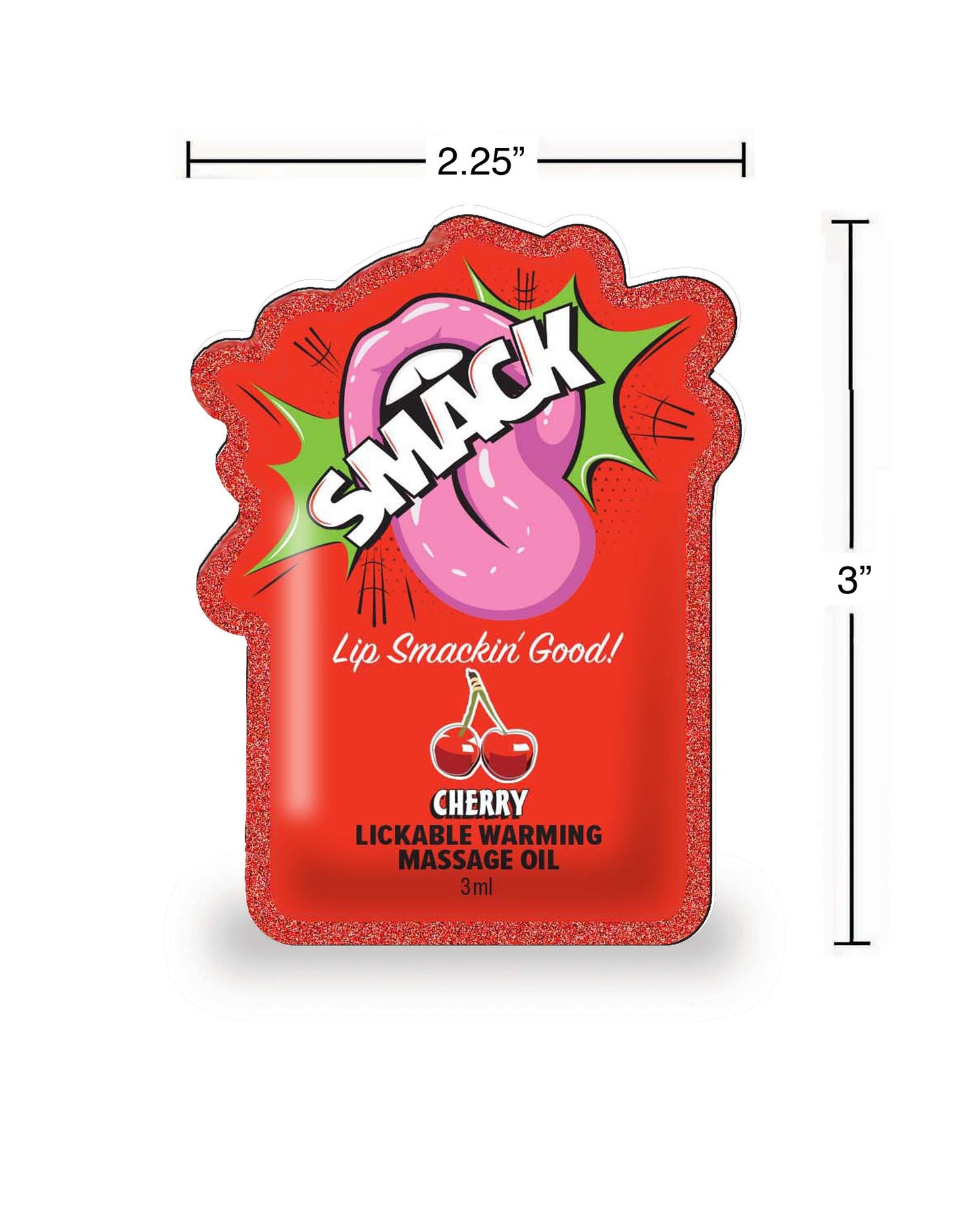 SMACK Warming & Lickable Massage Oil, Cherry 3ML Pouch Case of 48 🍒