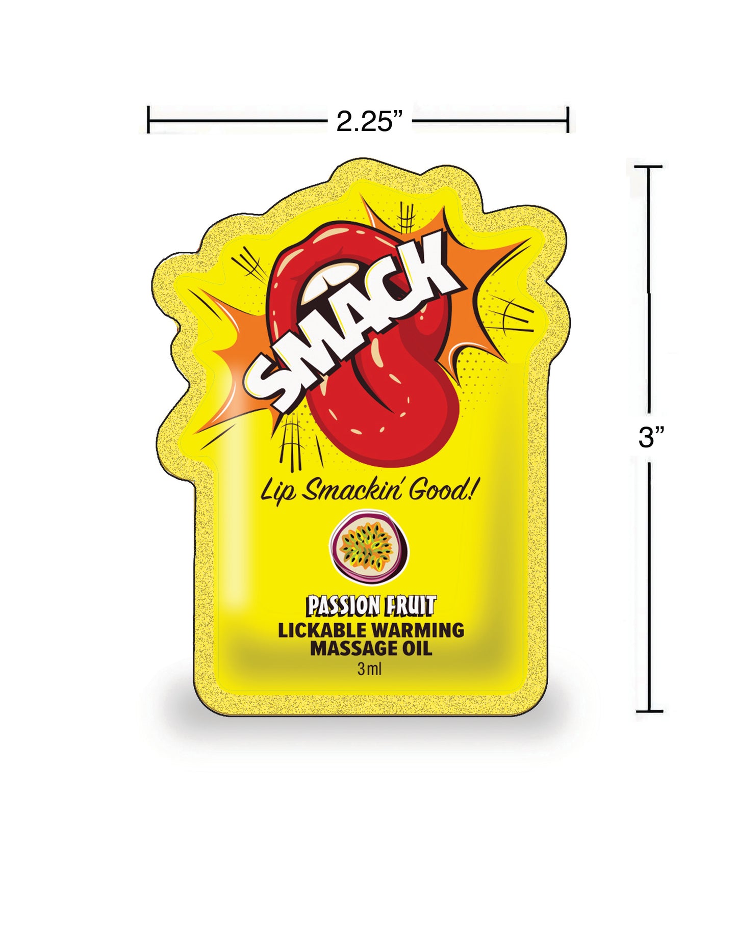 SMACK Warming & Lickable Massage Oil, Passion Fruit 3ML Pouch Display of 36 🤤
