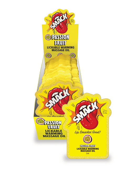 SMACK Warming & Lickable Massage Oil, Passion Fruit 3ML Pouch Display of 36 🤤