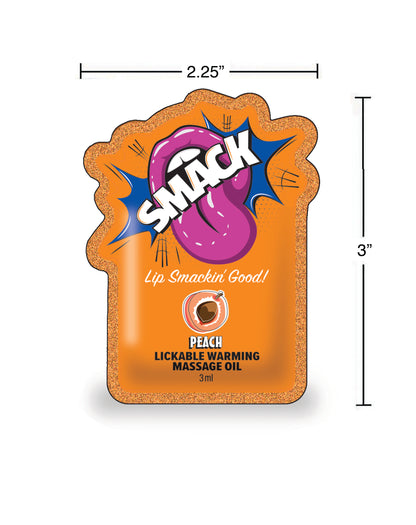 SMACK Warming & Lickable Massage Oil, Peach 3ML Pouch Case of 48 🍑