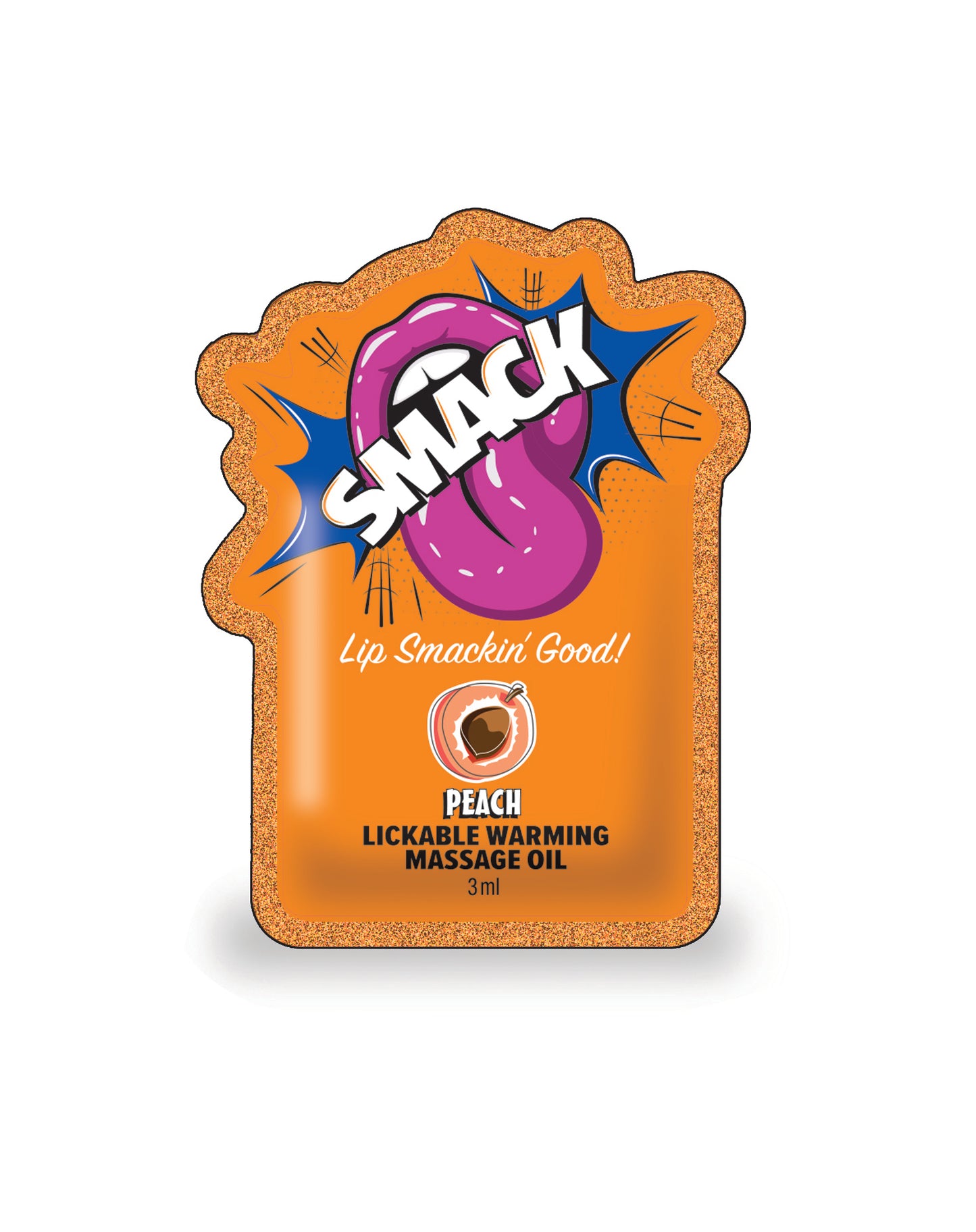 SMACK Warming & Lickable Massage Oil, Peach 3ML Pouch Case of 48 🍑