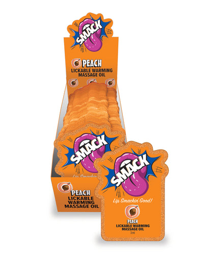 SMACK Warming & Lickable Massage Oil, Peach 3ML Pouch Display of 36  🍑