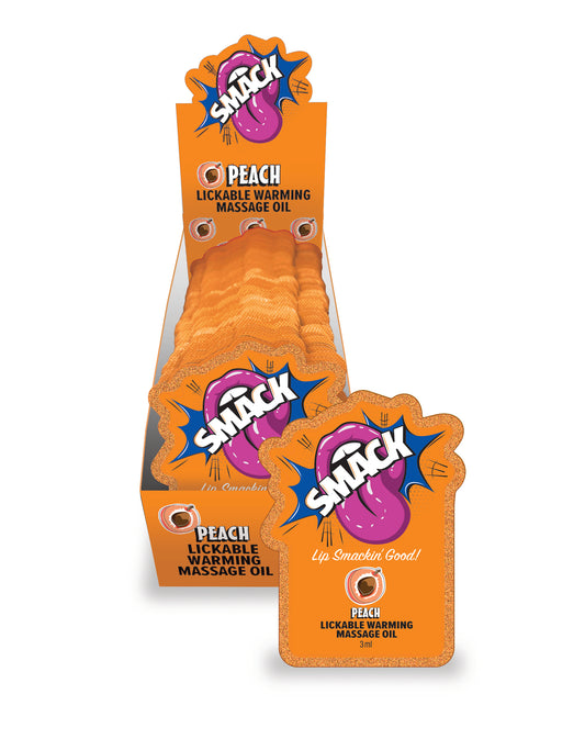 SMACK Warming & Lickable Massage Oil, Peach 3ML Pouch Display of 36  🍑