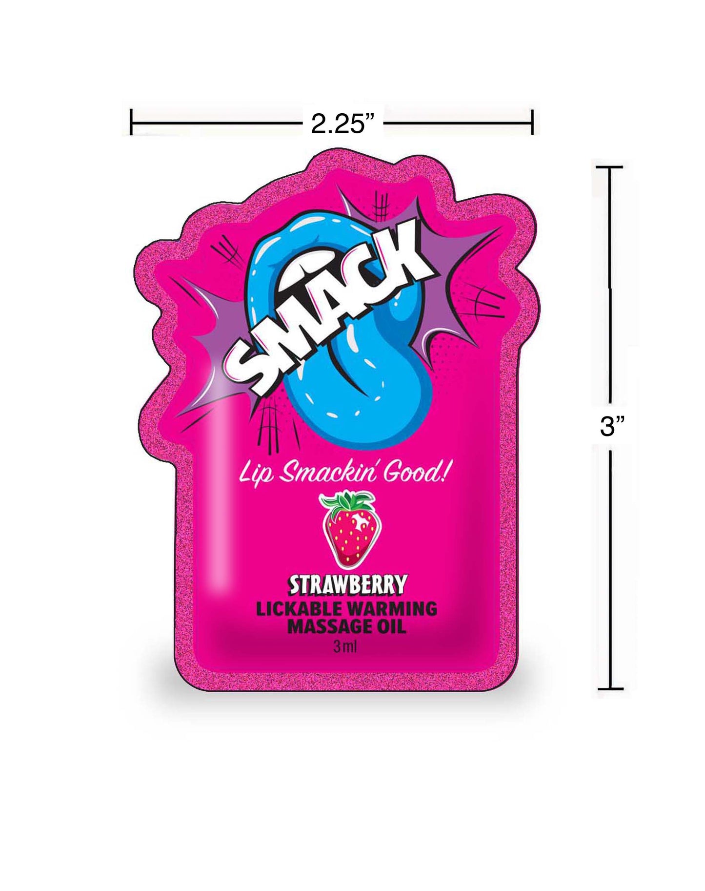 SMACK Warming & Lickable Massage Oil, Strawberry 3ML Pouch Case of 48 🍓